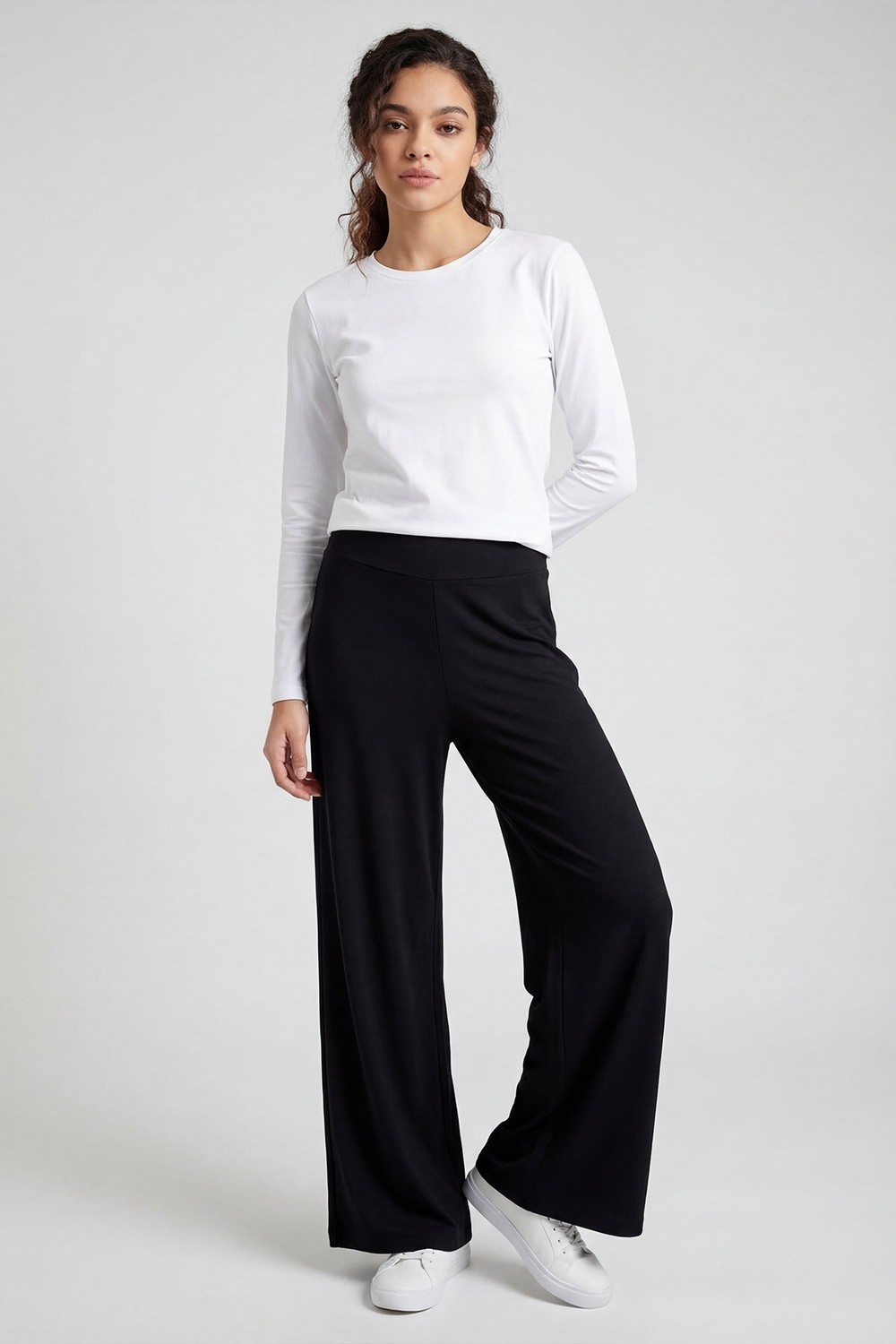 Tommy Life Siyah Comfort Fit Geniş Paça Korsajlı Palazzo Kadın Pantolon - 94681 görsel 4