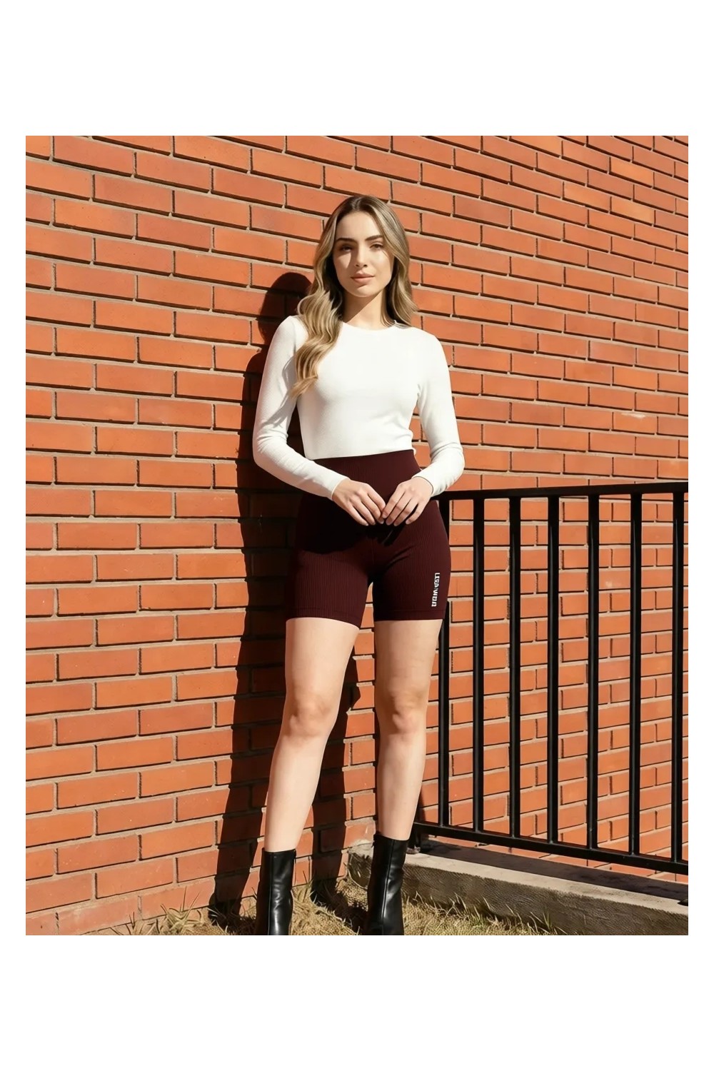 Lesa Wear Fitilli Yüksek Bel Likralı Toparlayıcı Kısa Şort Tayt görsel 8