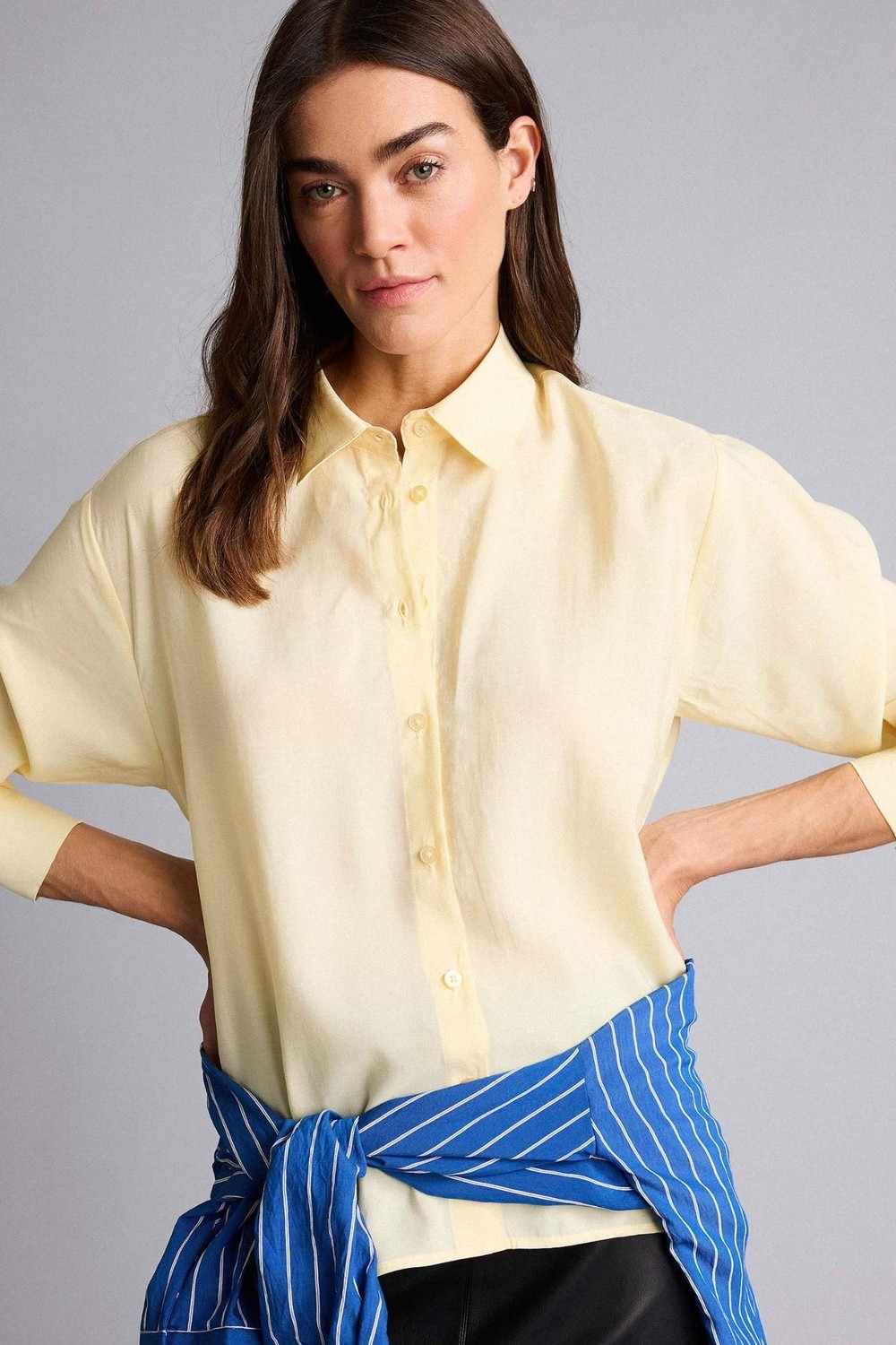 DeFacto Overshirt Fit Klasik Yaka Modal Uzun Kollu Gömlek H7396AX26SP görsel 6