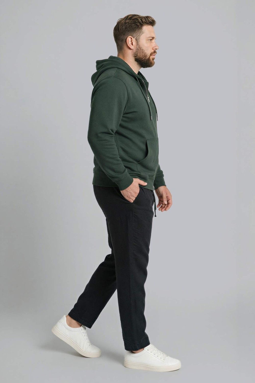 DeFacto %100 Pamuk Büyük Beden Kapüşonlu Fermuarlı Sweatshirt H2059AX26SP görsel 5
