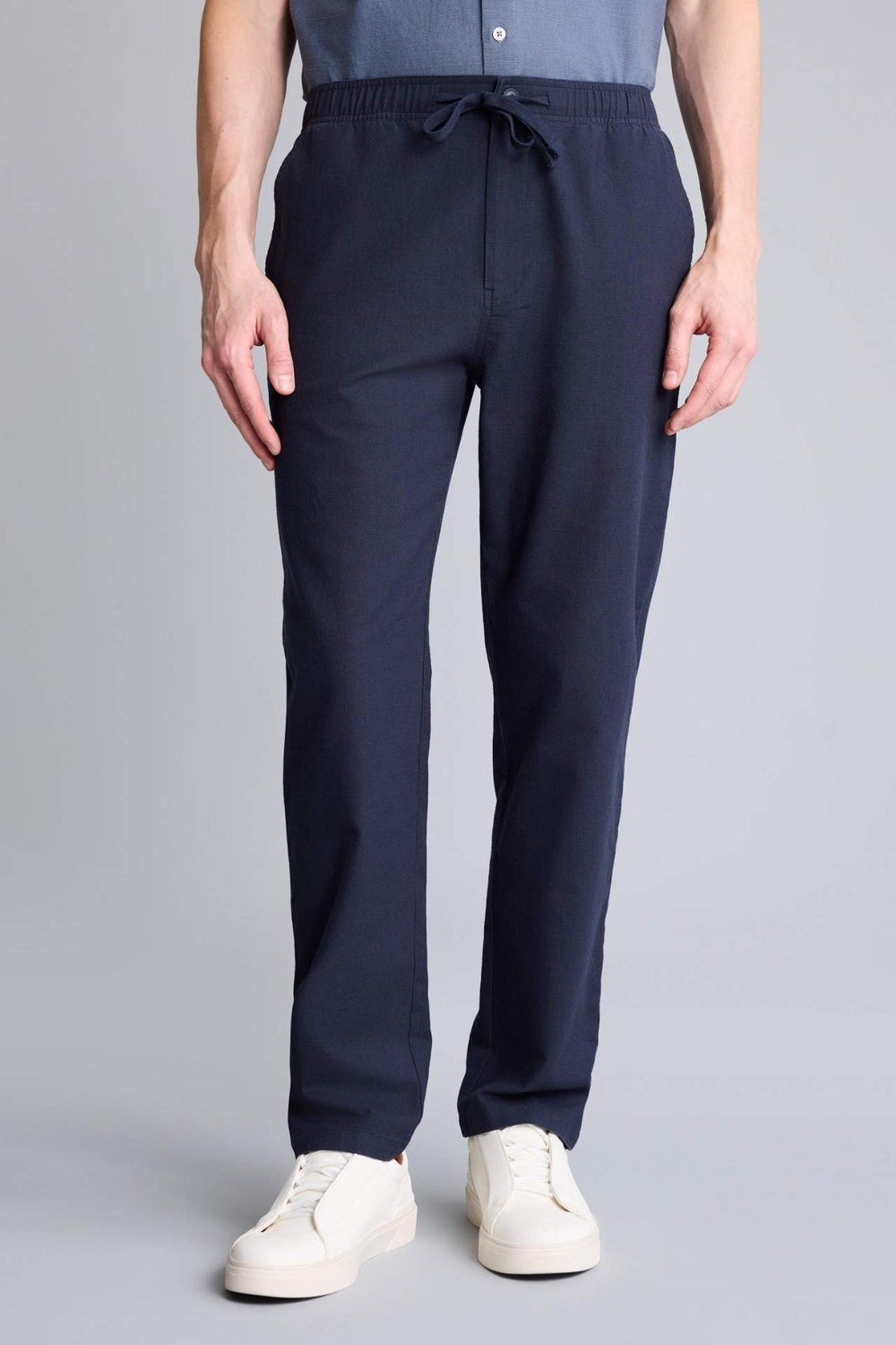 DeFacto %100 Pamuk Regular Fit Lacivert Beli Lastikli Pantolon D2671AX26SM görsel 8