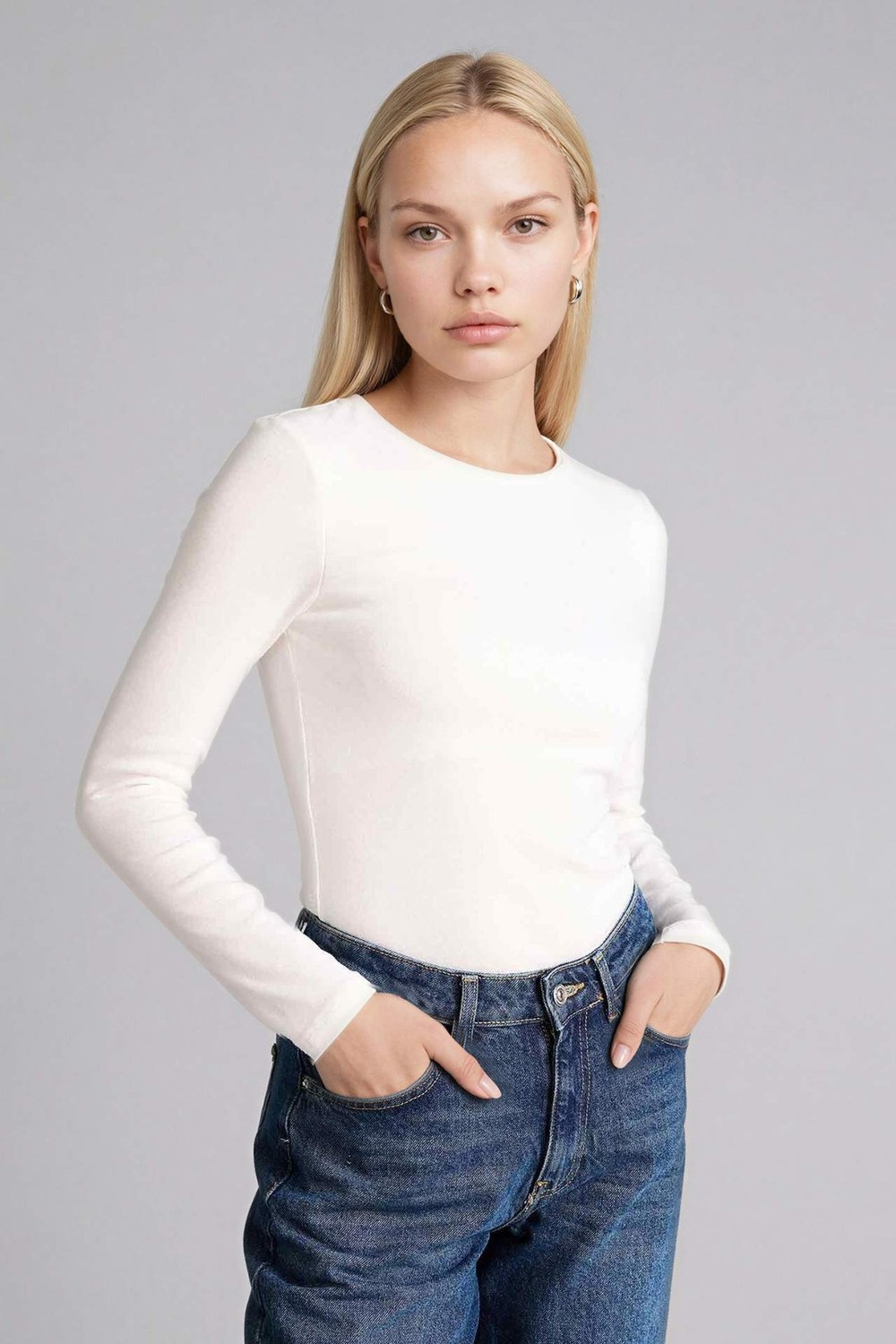 DeFacto Slim Fit Basic Modal Tişört G8256AX26SP görsel 6
