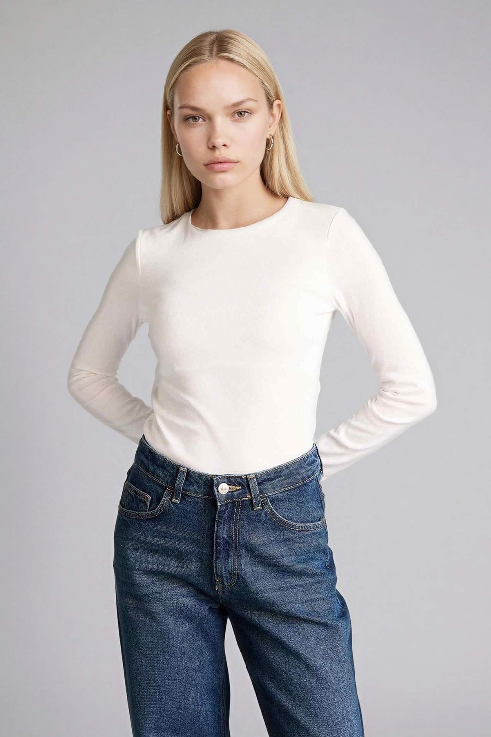 DeFacto Slim Fit Basic Modal Tişört G8256AX26SP görsel 8