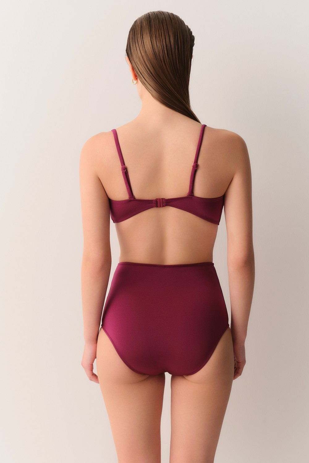 Suwen Yüksek Bel Pileli Bikini Alt görsel 4