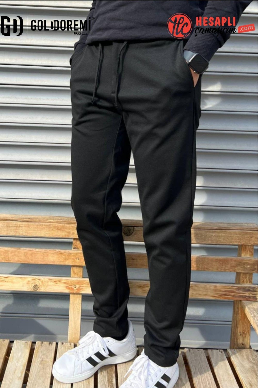 GD Goldoremi Erkek Jakarlı Çelik Örme Regular Beli Lastikli İpli Fermuarlı Rahat Jogger Pantolon görsel 6