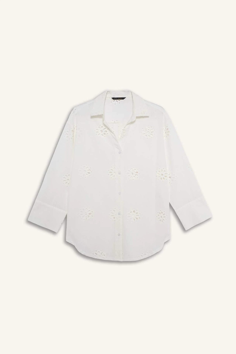 DeFacto %100 Pamuk Oversize Brode Uzun Kollu Gömlek B5419AX26SP görsel 6