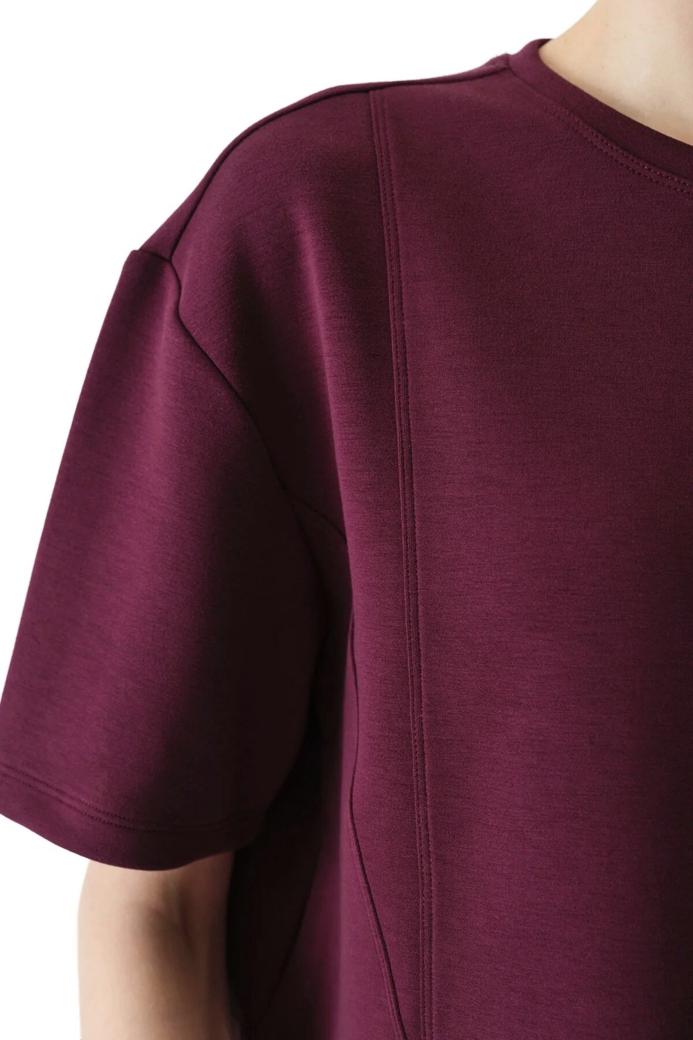 Penti Bordo İpeksi Dokunuş Silky Touch Dikiş Detaylı Bisiklet Yaka Tişört görsel 3