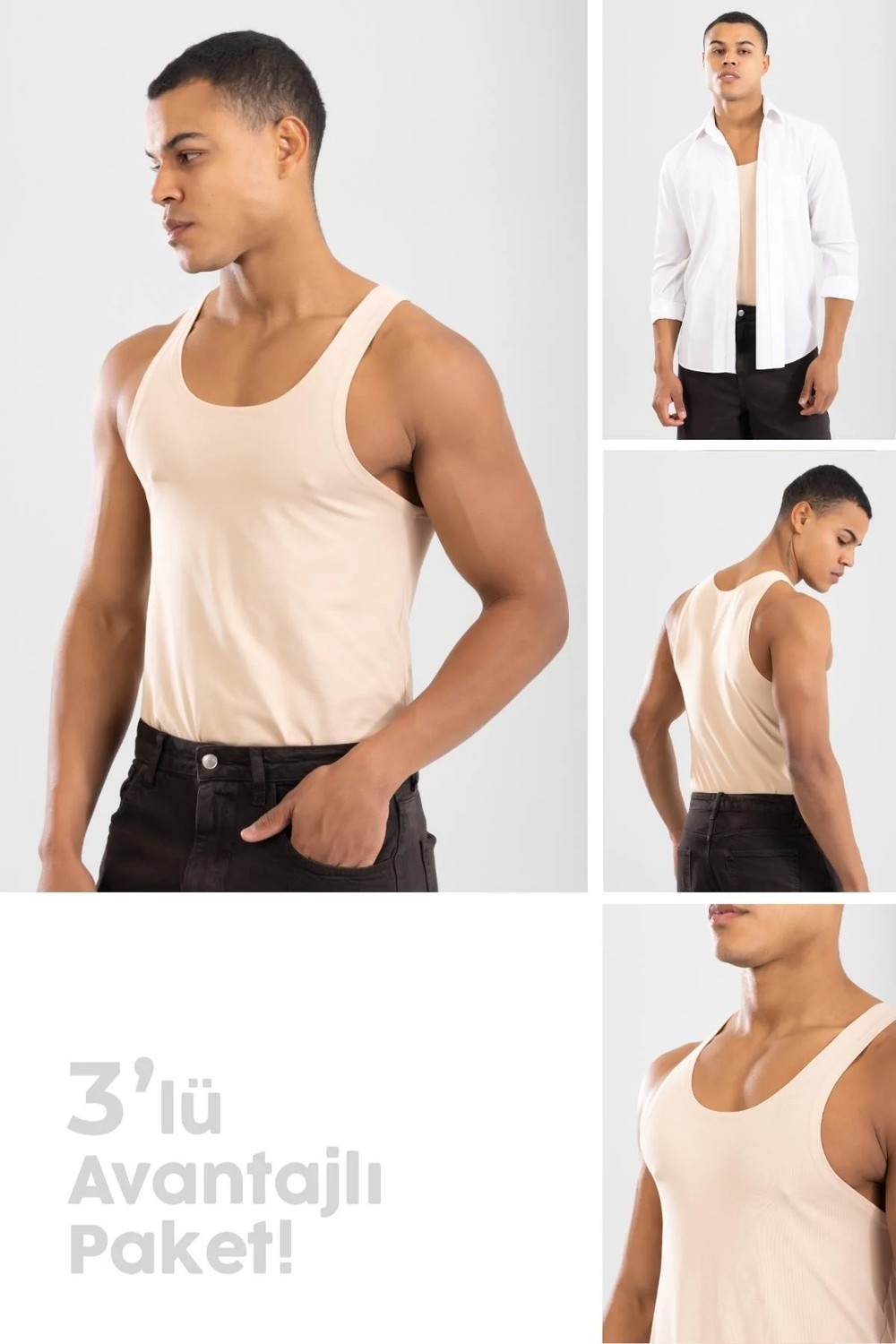 Baykar Erkek Slim Fit Pamuklu Görünmez Atlet Ten Rengi Rahat Kesim Özelliği ile görsel 7