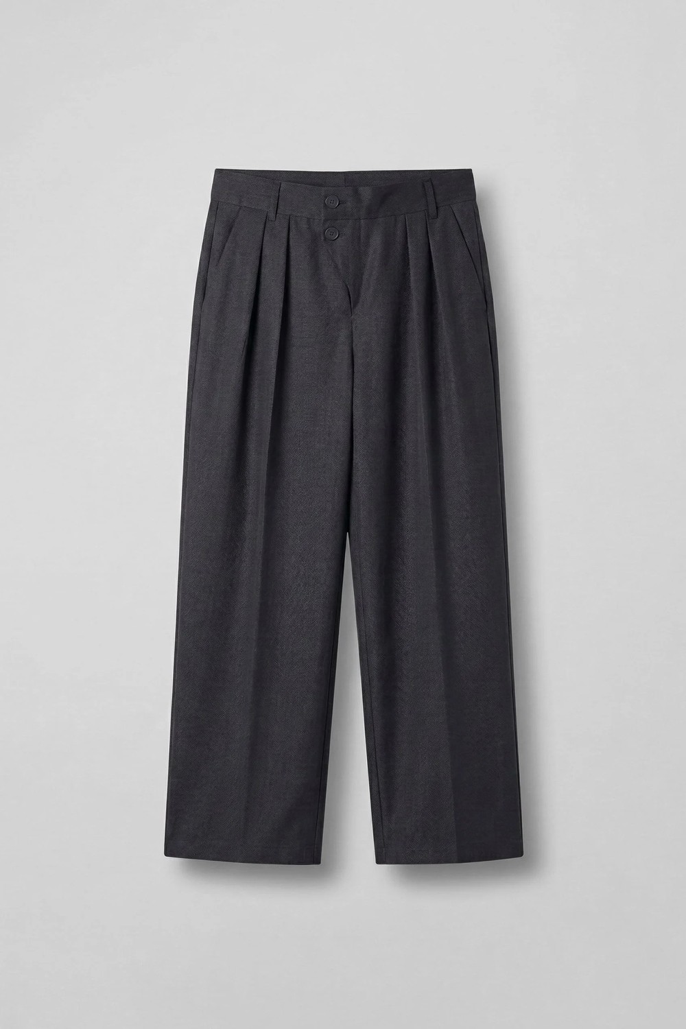 Abluka Online Erkek Baggy Fit Asimetrik Pileli Tencel Pantolon Füme