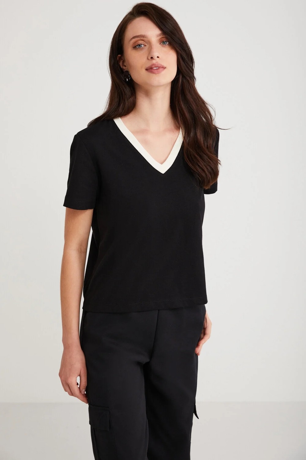 Ethiquet CAMILLE Kadın Siyah T-Shirt görsel 8