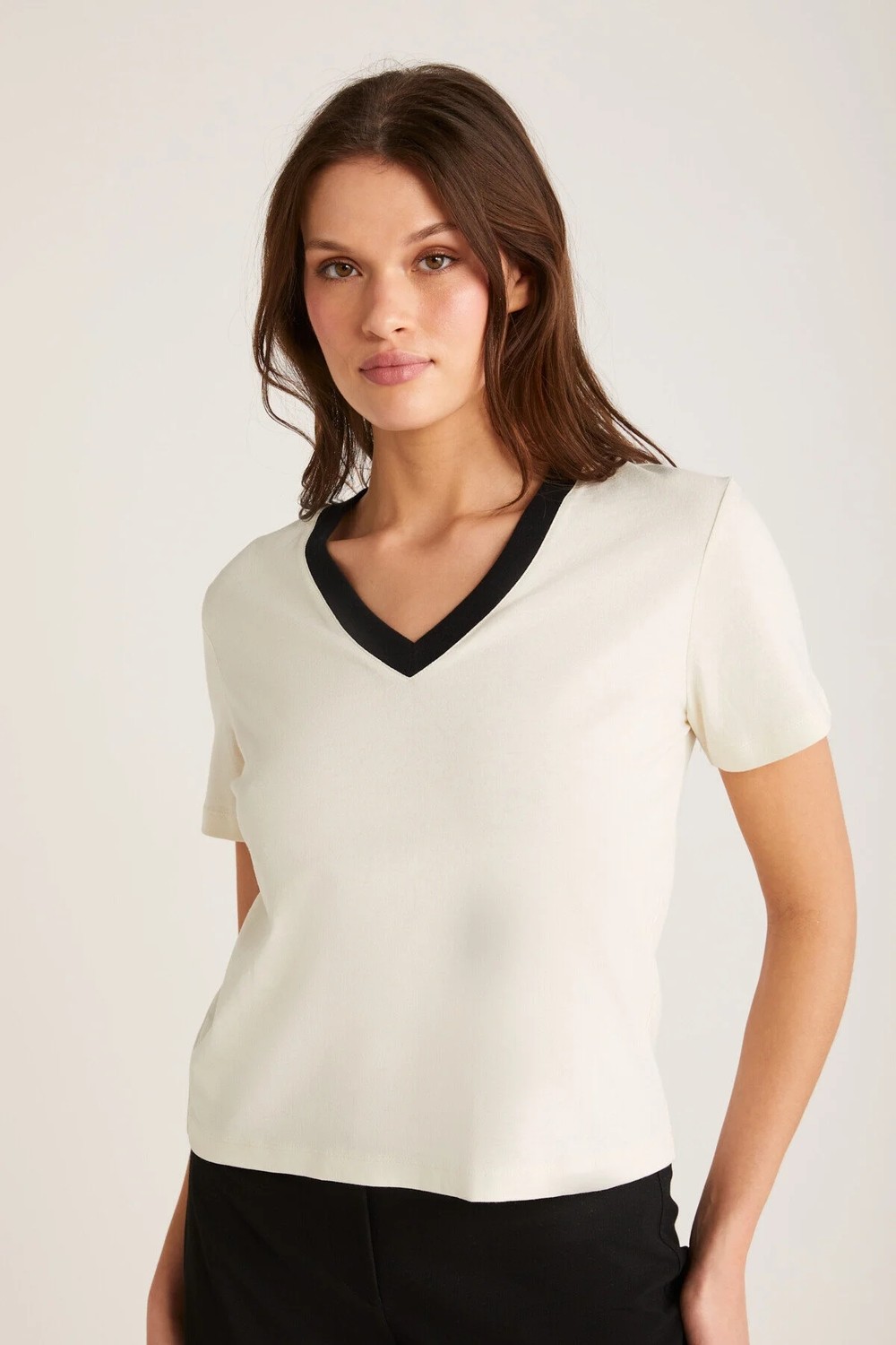 Ethiquet CAMILLE Kadın Siyah T-Shirt görsel 2