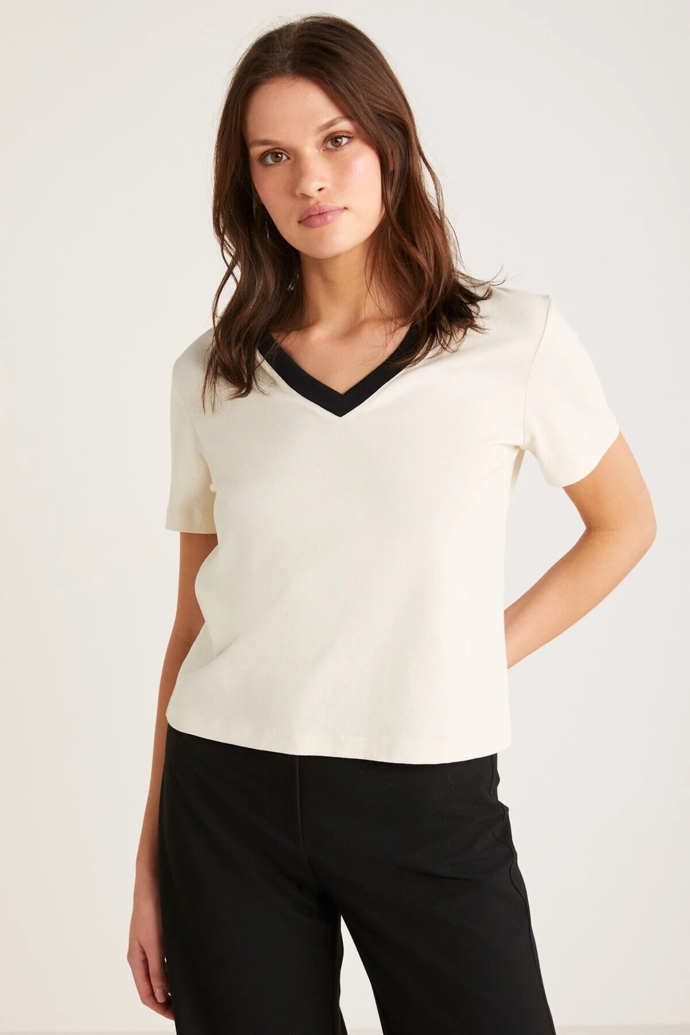 Ethiquet CAMILLE Kadın Siyah T-Shirt görsel 4