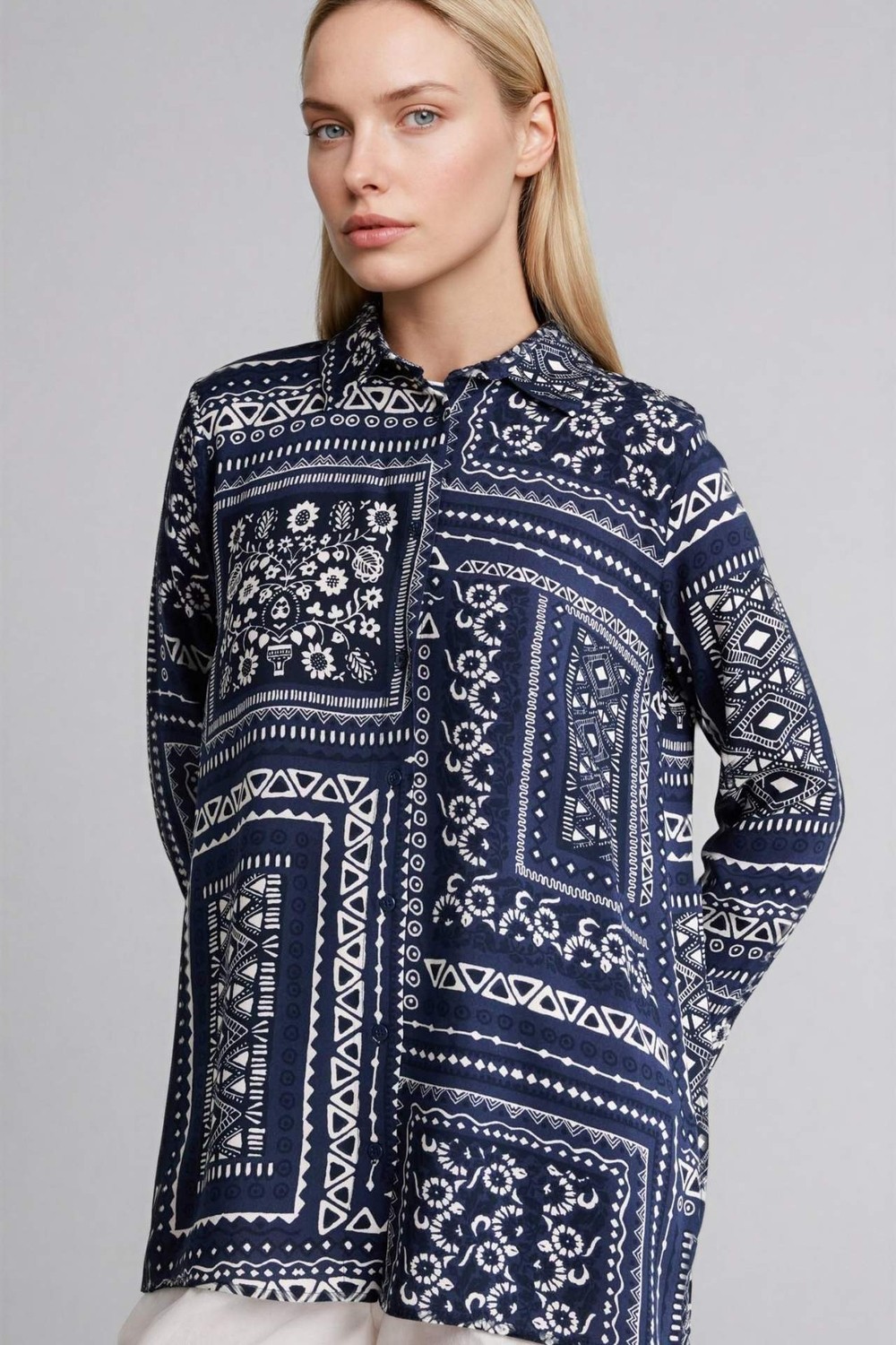 DeFacto Loose Fit Desenli Gömlek Tunik T0609AZ26SP