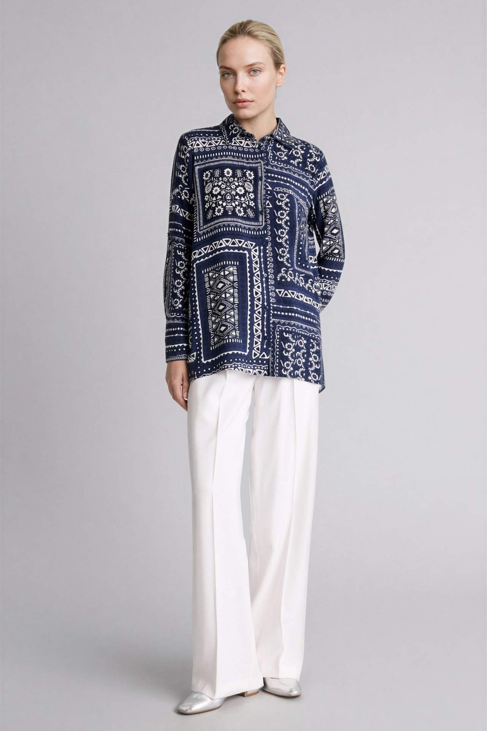 DeFacto Loose Fit Desenli Gömlek Tunik T0609AZ26SP görsel 2