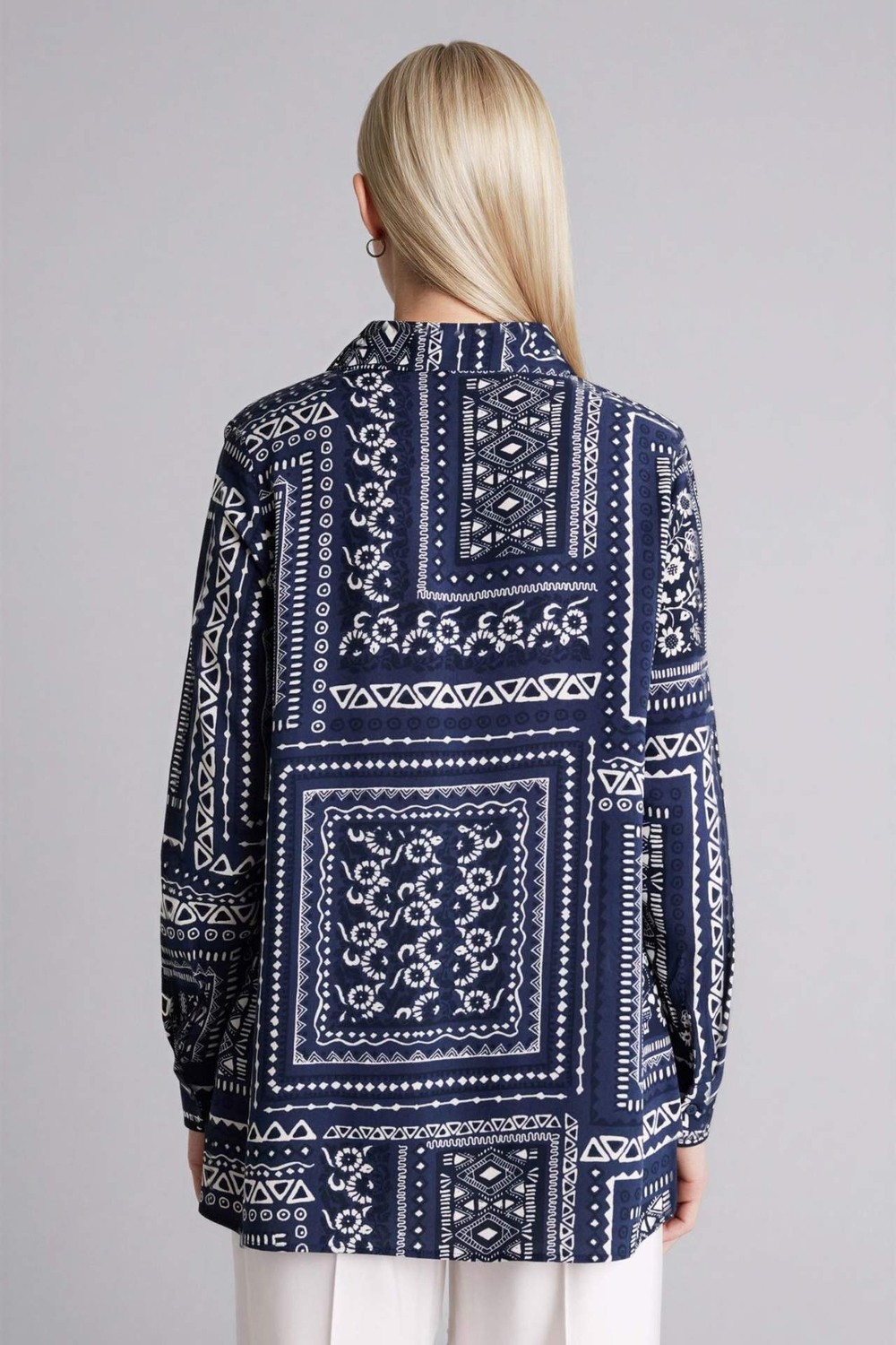 DeFacto Loose Fit Desenli Gömlek Tunik T0609AZ26SP görsel 5