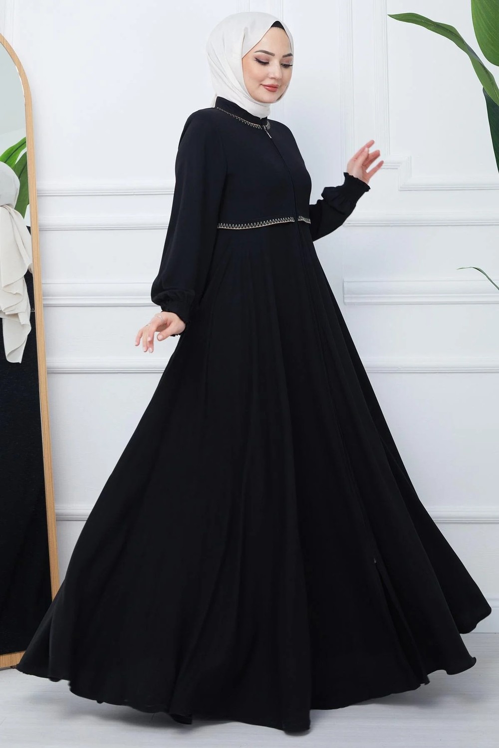 Hafsa Mina Kruvaze Yaka Peluş Mont Krem HM2507