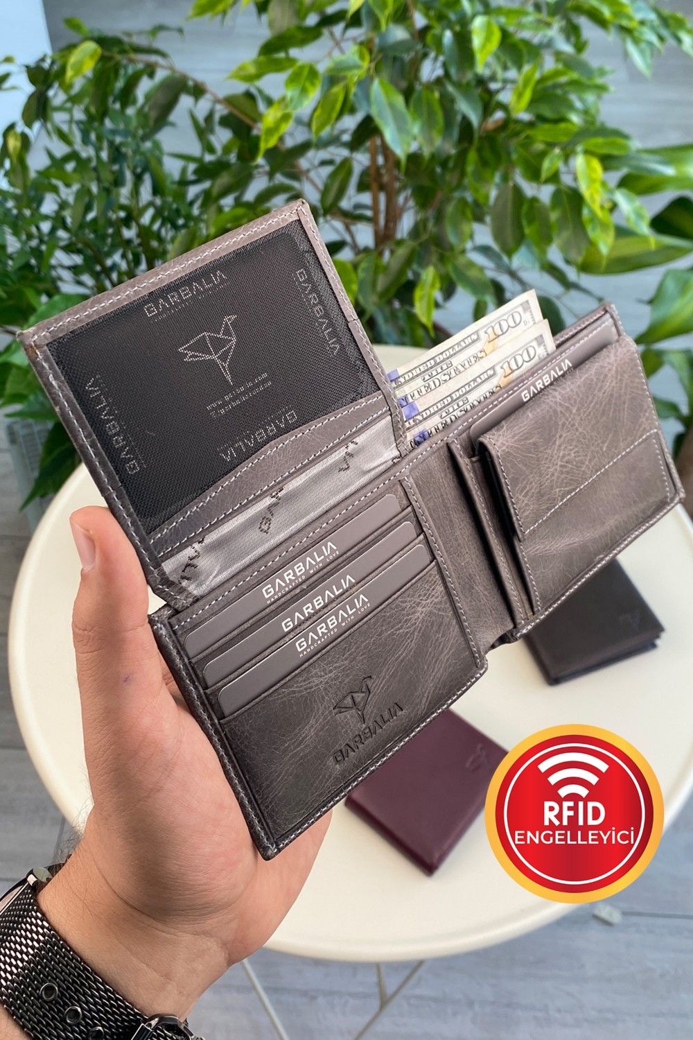 Garbalia Jackson Hakiki Deri Cüzdan 11 cm Desenli Çıtçıtlı Bozuk Para Gözlü Minimalist Stil