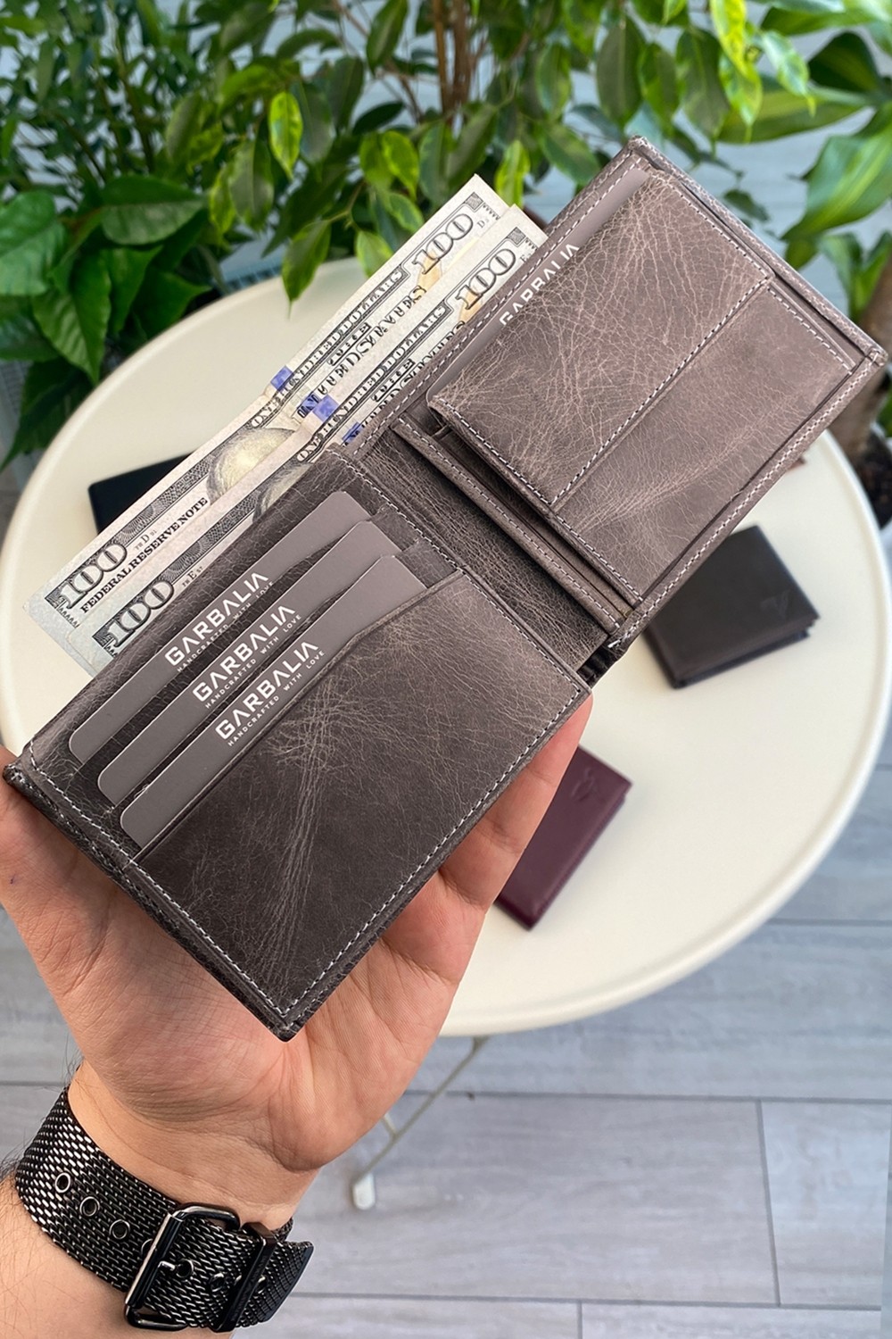 Garbalia Jackson Hakiki Deri Cüzdan 11 cm Desenli Çıtçıtlı Bozuk Para Gözlü Minimalist Stil görsel 3