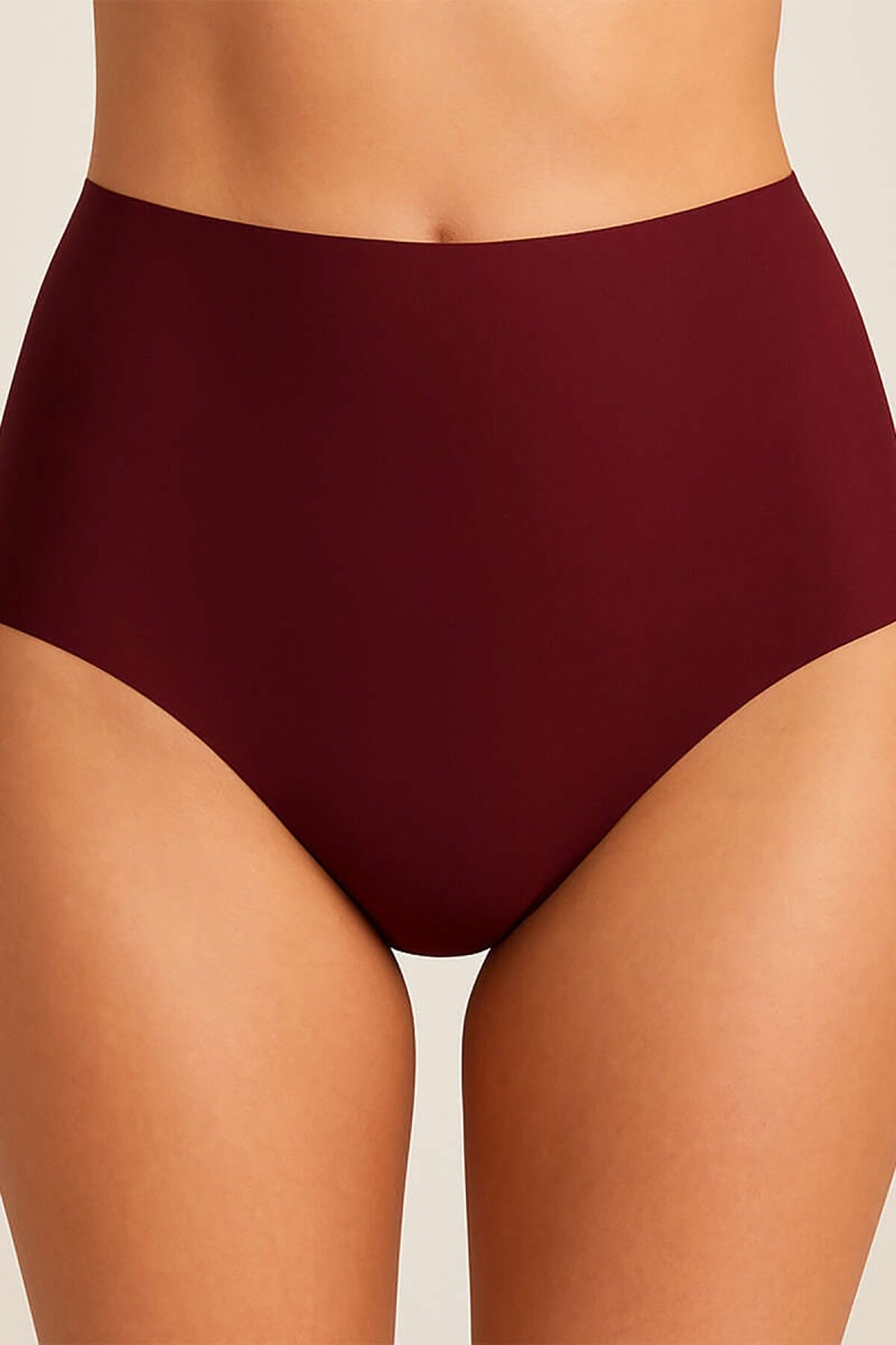 NBB Ten Bordo Cappuccino 3lü Lazer İz YapmazYüksek Bel Külot görsel 5