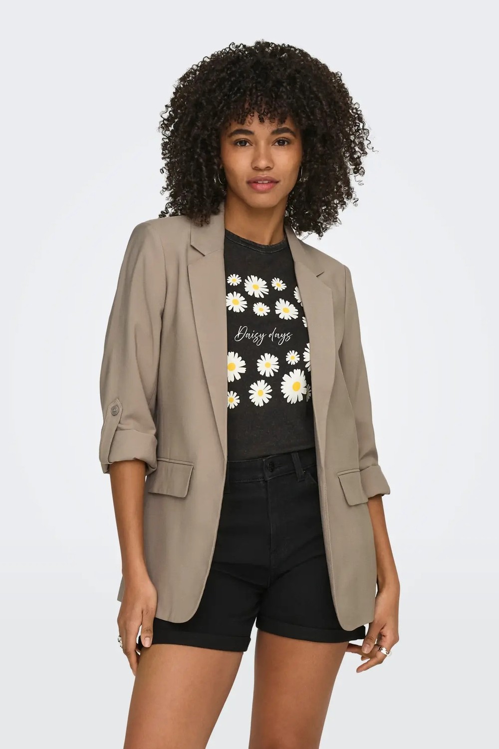 Only Kadın Onlarıs Rahat Kalıp Kolu Katlanabilir Blazer Ceket 15310839 Taş görsel 7
