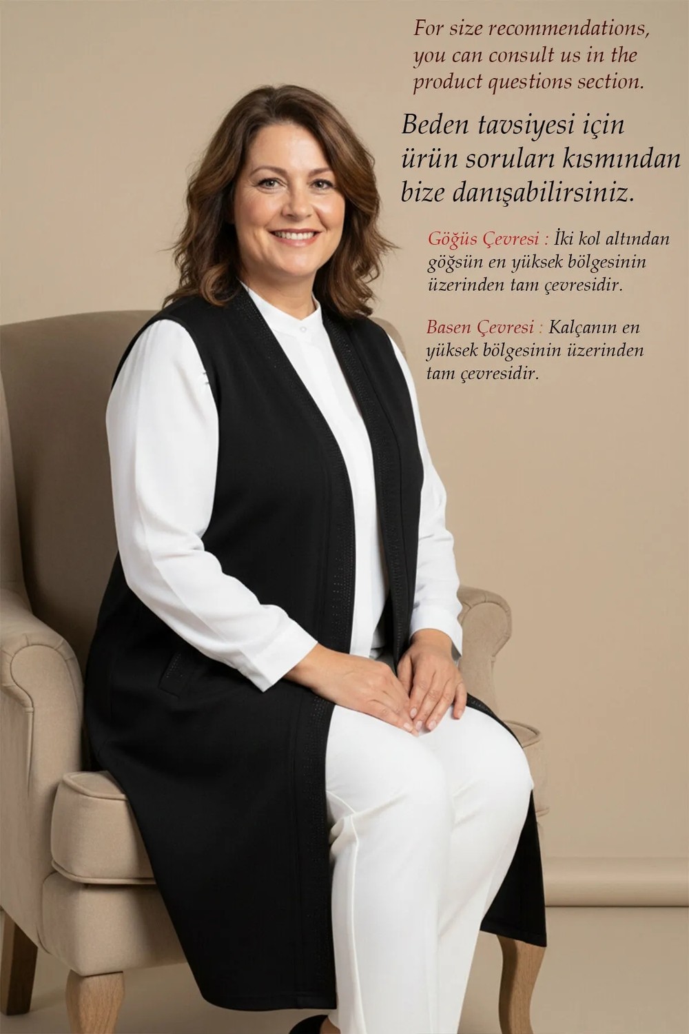 Laden Kadın Siyah Çelikli Örgü Triko Yelek Kolsuz Casual Stil Su İtici Özellikli görsel 8