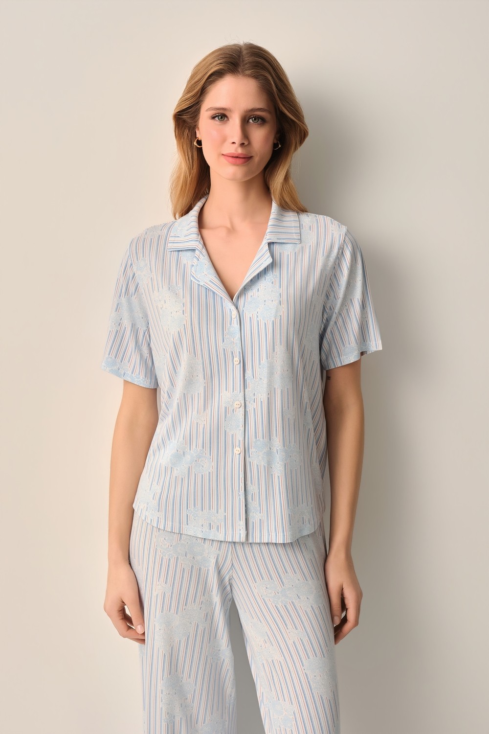 Suwen Lady Gömlek Yaka Pijama Takımı görsel 2
