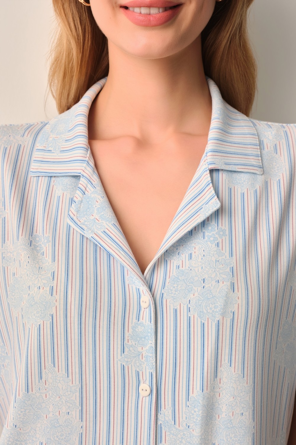 Suwen Lady Gömlek Yaka Pijama Takımı görsel 3