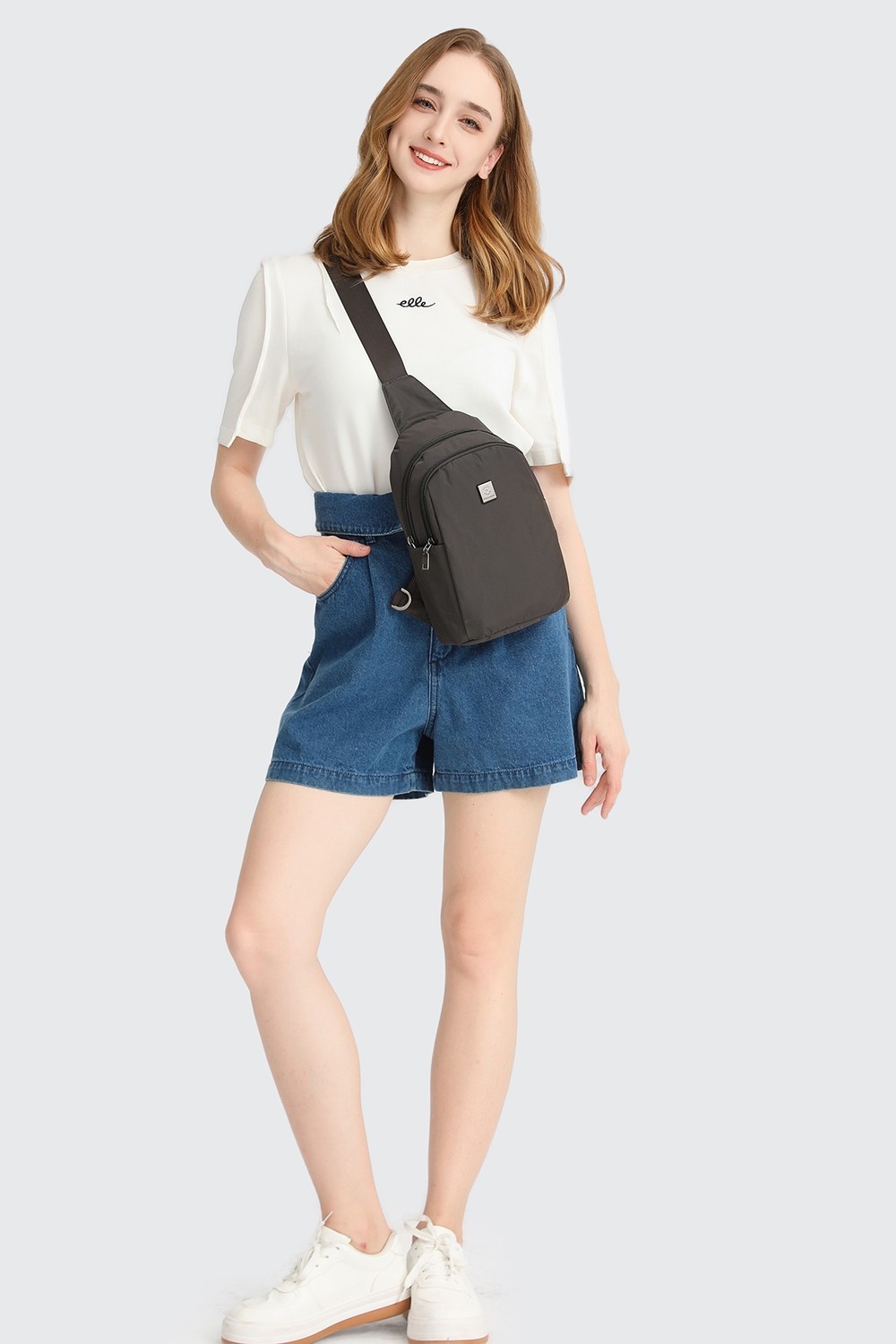 Smart Bags Smart Unisex Body Bag Tasarım Vücut Sırt ve Göğüs Çantası Ayarlanabilir Askılı Gri görsel 8