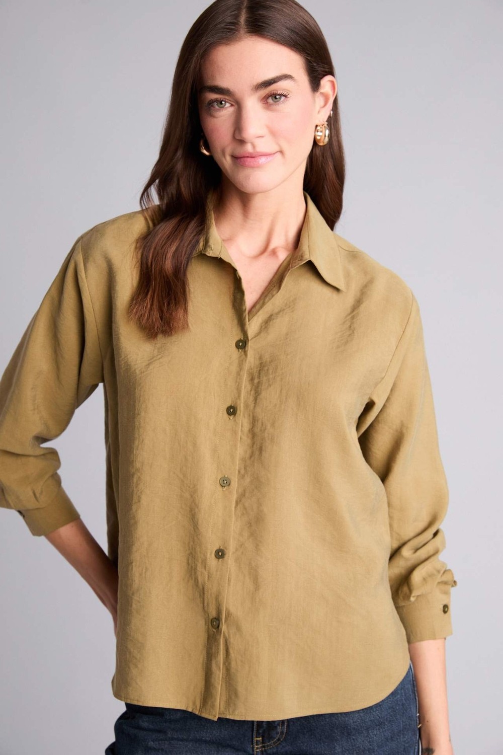 DeFacto Overshirt Fit Klasik Yaka Modal Uzun Kollu Gömlek H7396AX26SP