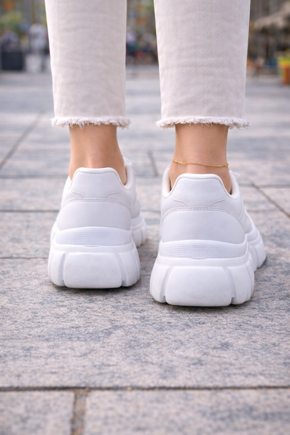 Emax Kalın Tabanlı Kadın Spor Ayakkabı, Günlük Rahat Kullanım, Bağcıklı Sneaker görsel 8