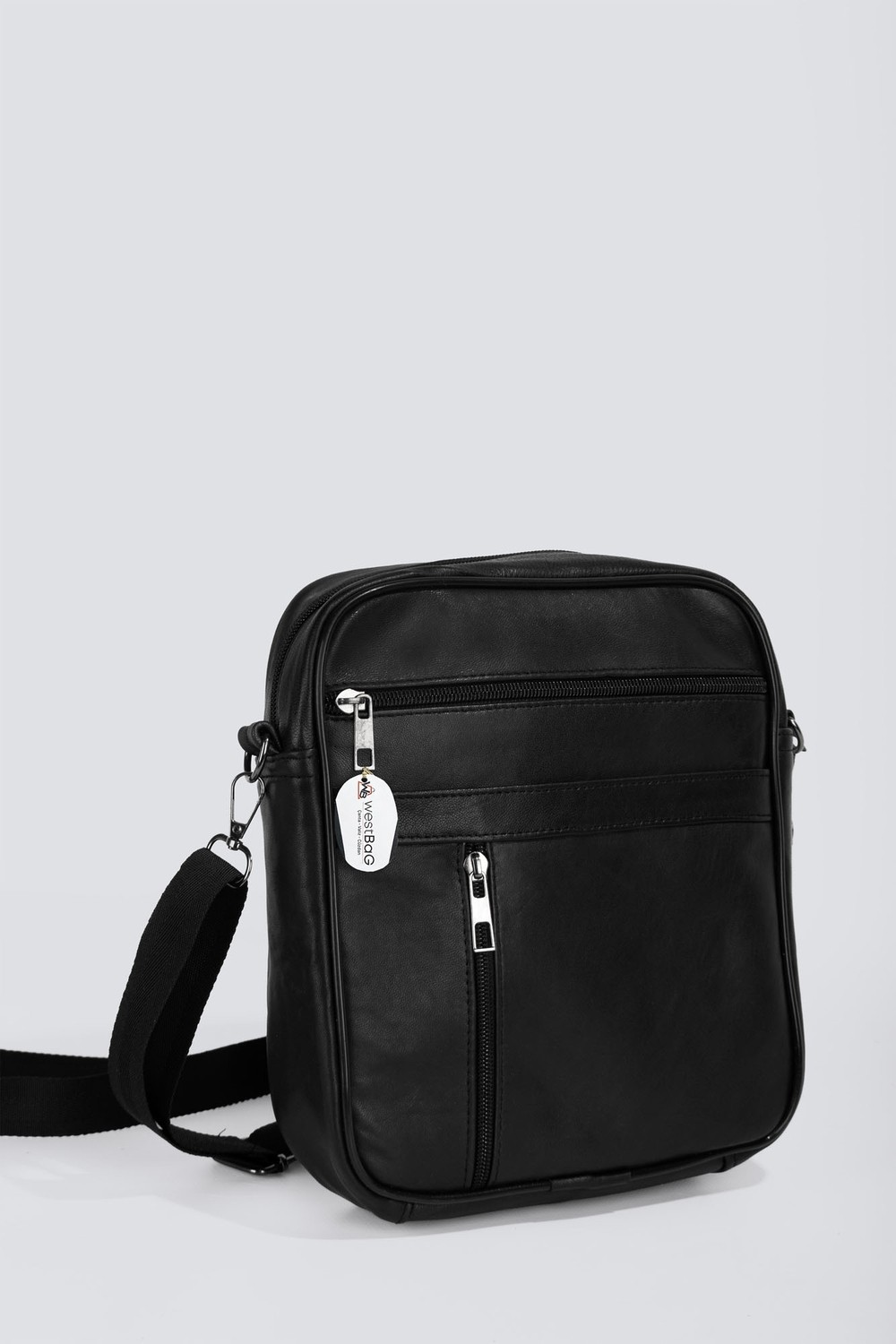 Westbag Hakiki Deri Unisex Çok Gözlü Fermuarlı Postacı Omuz Çantası görsel 4