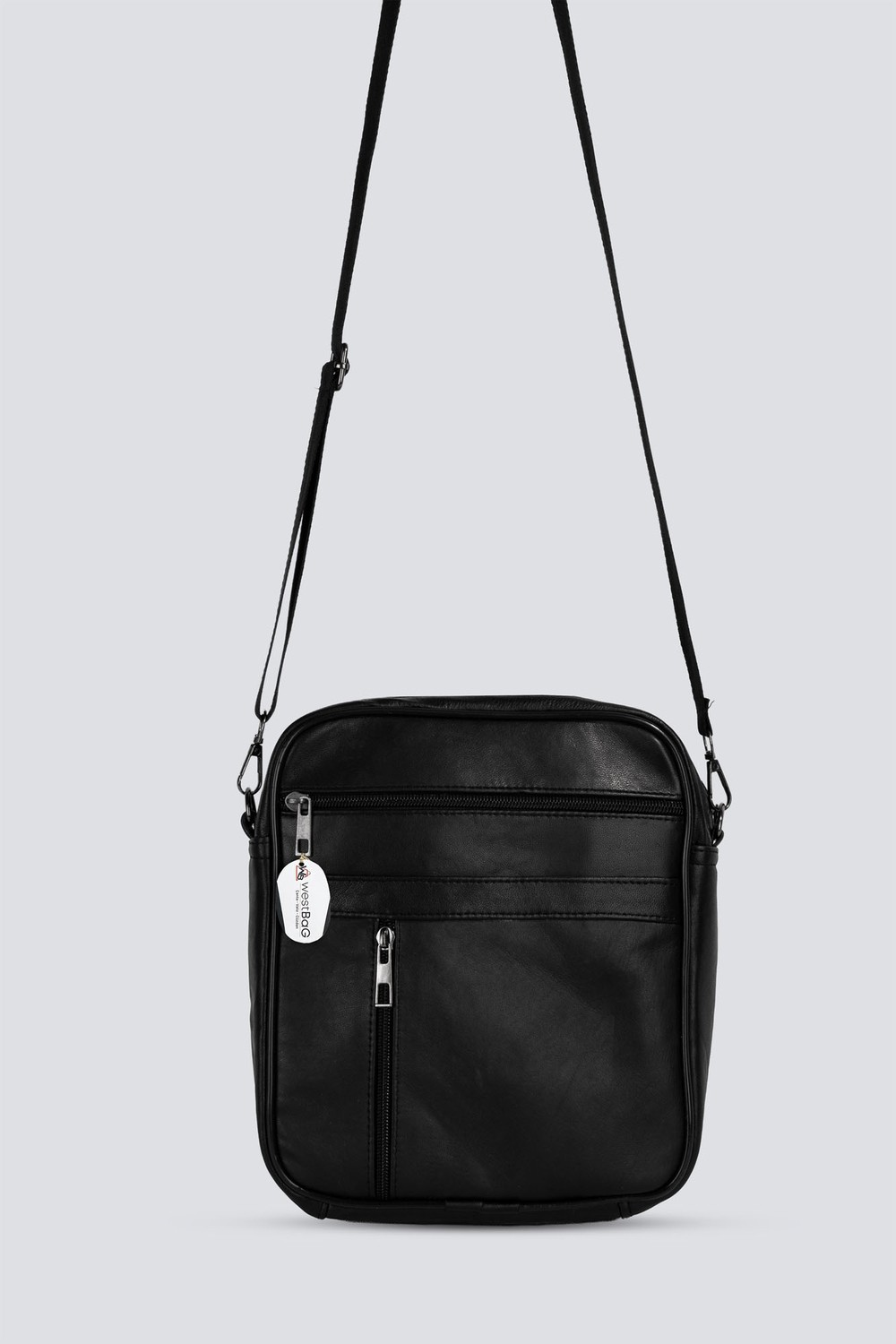 Westbag Hakiki Deri Unisex Çok Gözlü Fermuarlı Postacı Omuz Çantası görsel 5