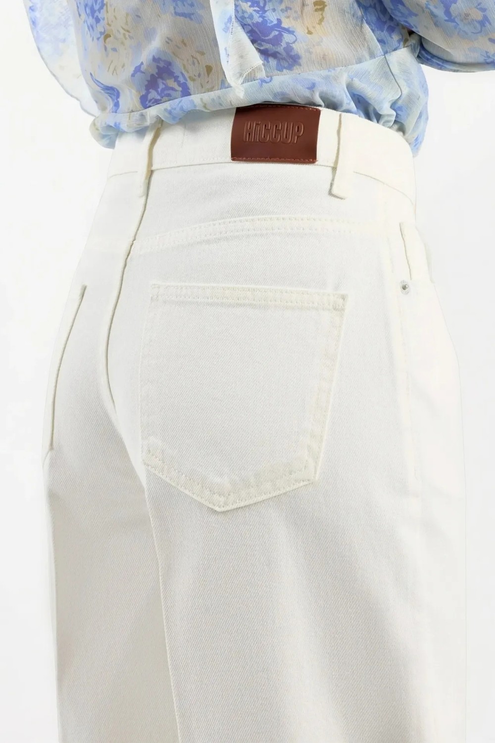 Hiccup Kadınlar Geniş Paça Raw Kot Pantolon Koyu Mavi Denim görsel 3