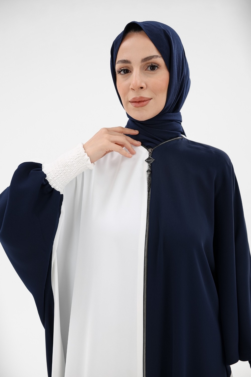 Kadeem Giyim Yarasa Abaya & Siyah Bej -2328 görsel 5