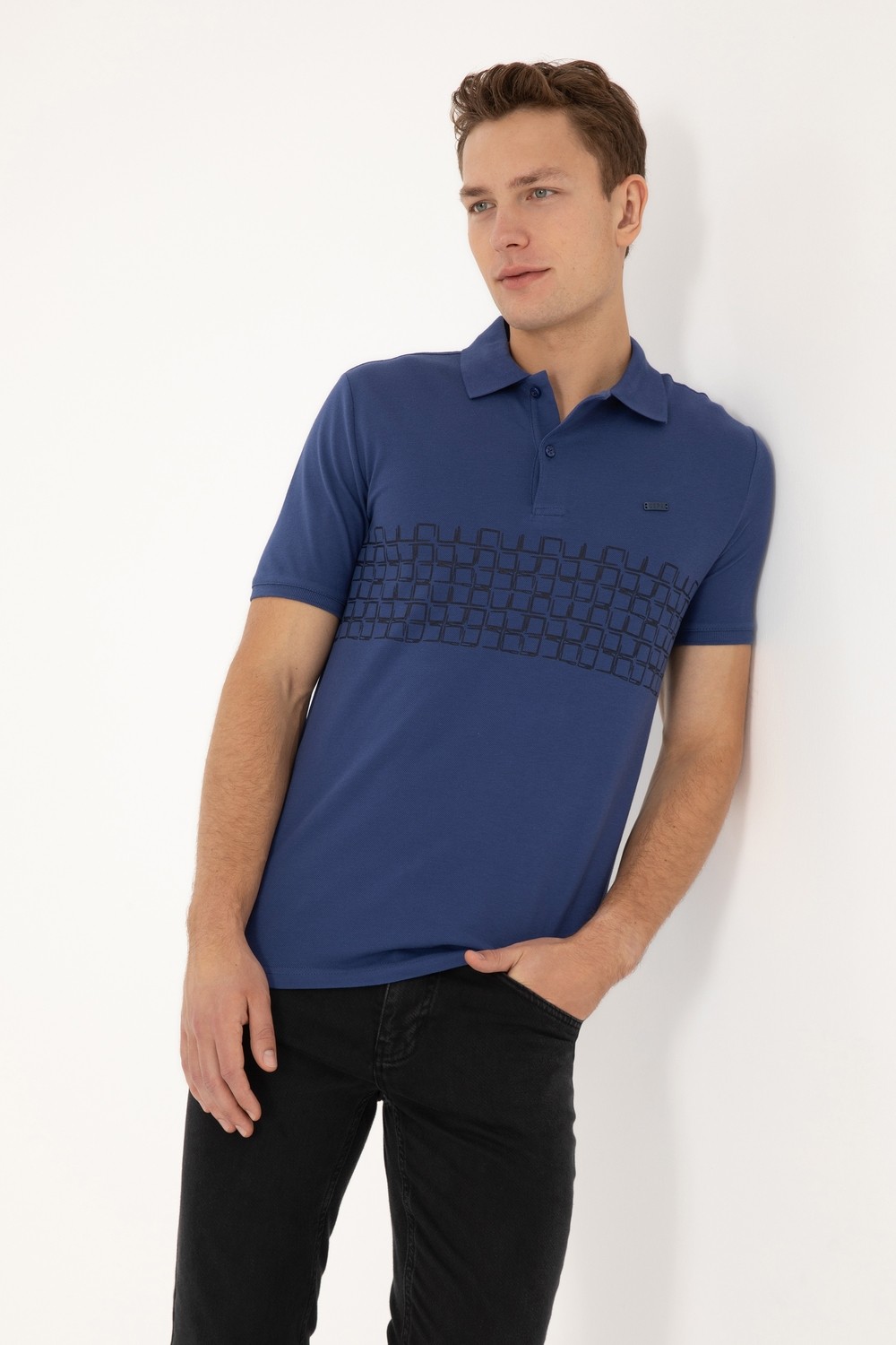 U.S. Polo Assn. Erkek Regular Fit Polo Yaka Açık Mavi Tişört 50324789-VR003