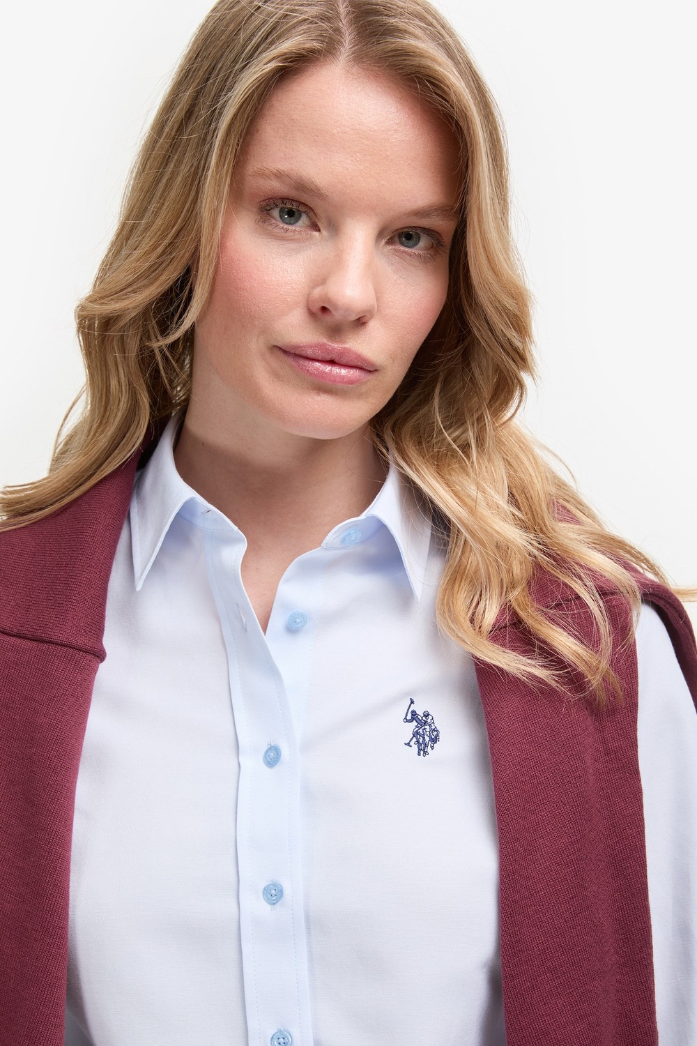U.S. Polo Assn. Kadın Açık Mavi Uzun Kollu Basic Gömlek 50324791-VR003 görsel 2