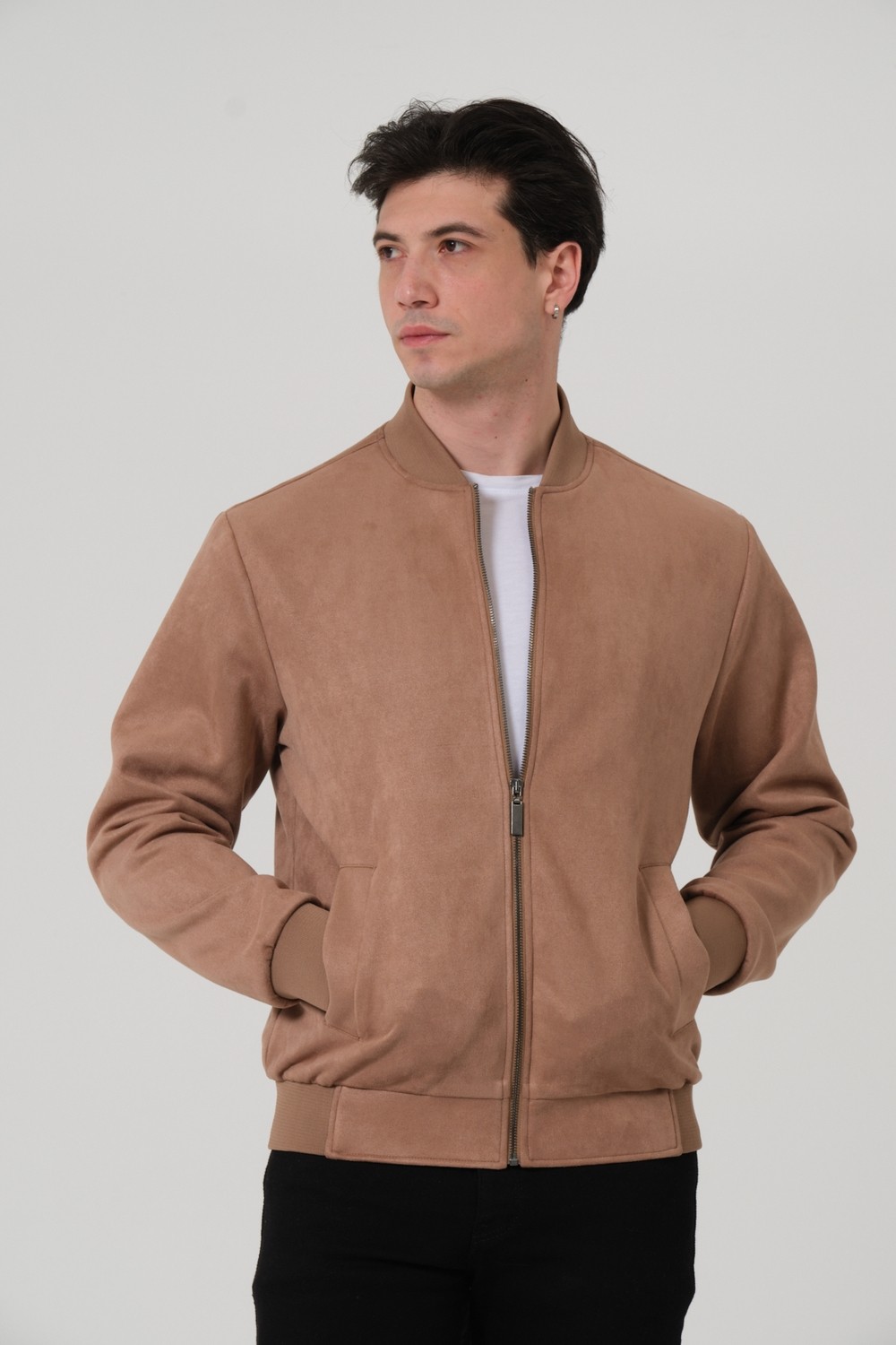 Pique NICKEL ERKEK MONT Erkek Süet Bomber Mont görsel 3