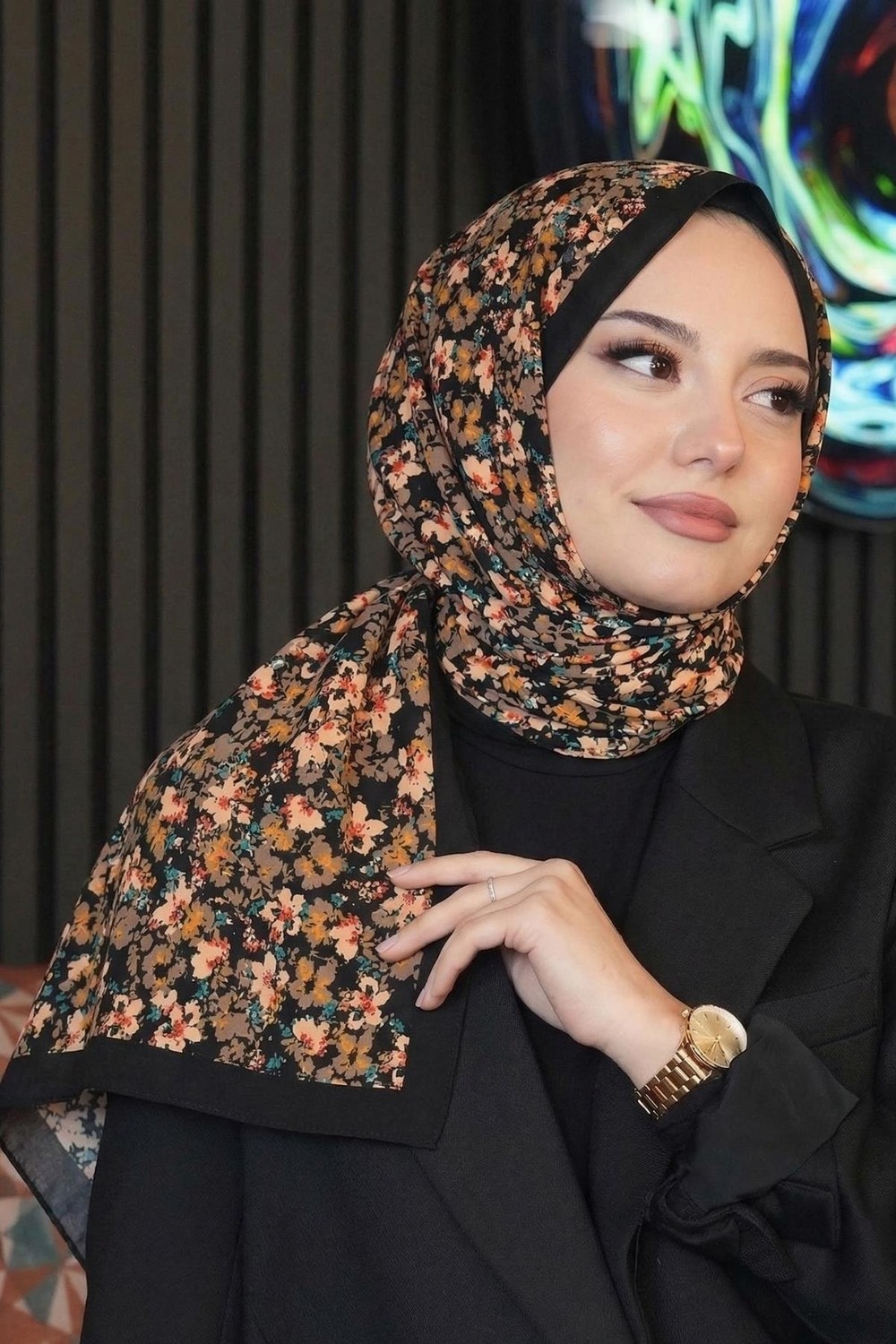 Afvente Degrade Füme Soft Pamuk Şal görsel 8