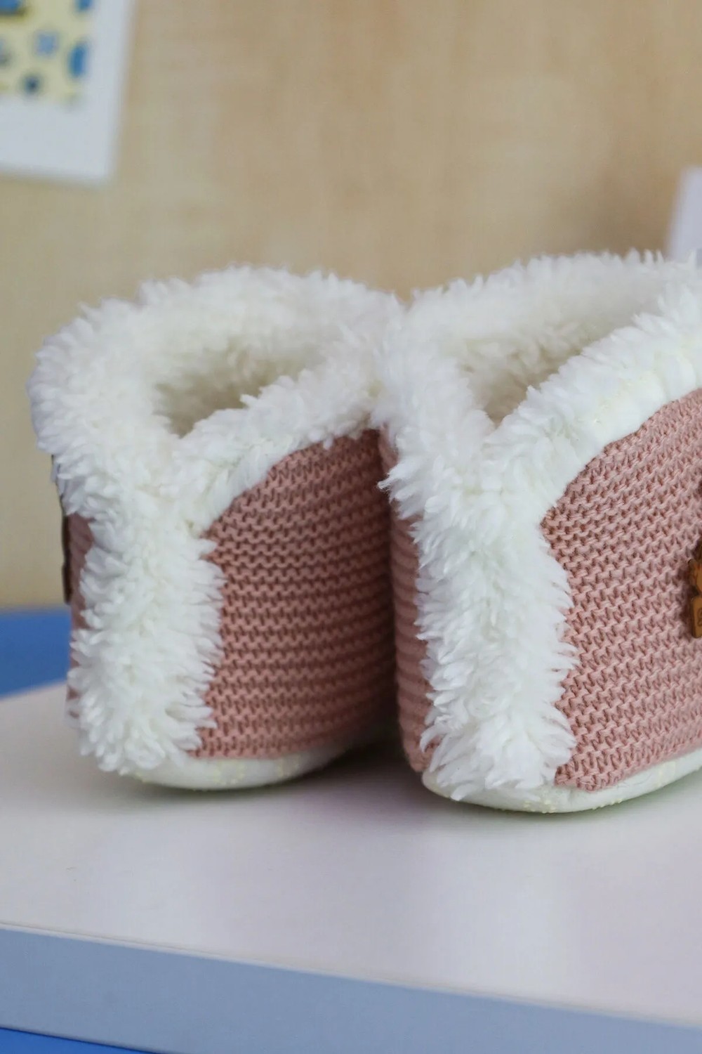 MinyTim Bebek Panduf, Polar Astarlı Kaydırmaz Taban Çok Renkli Düz Desenli görsel 7