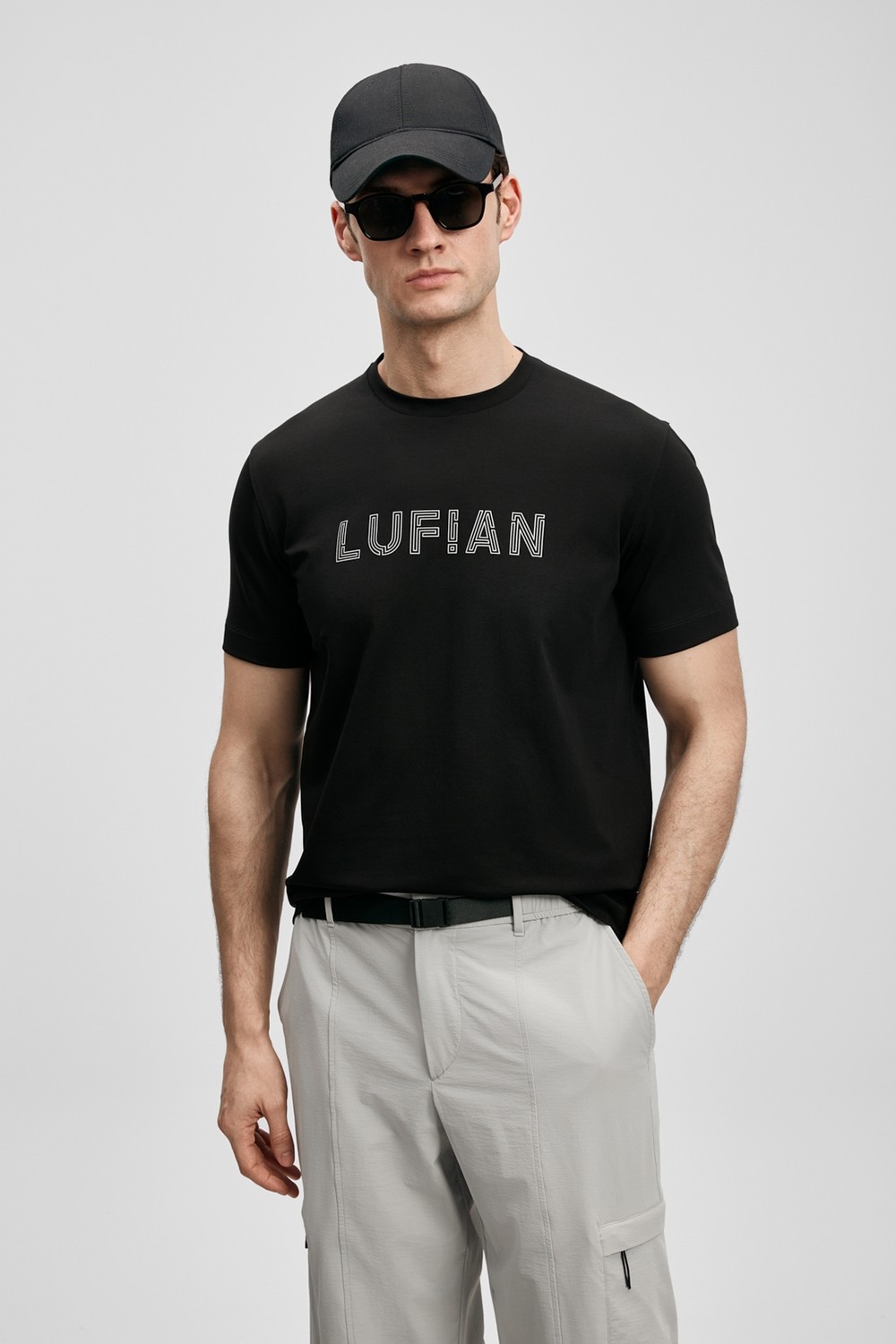 Lufian Oscar Modern Grafik Tişört Siyah görsel 4
