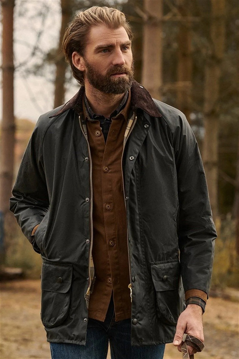 Barbour Beaufort SG91 Sage Yağlı Ceket Erkek Günlük Kullanım İçin Yeşil Renk Orta Kalınlık görsel 8