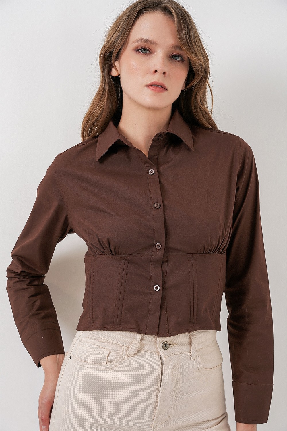 Bigdart 20231 Slim Fit Poplin Gömlek - Krem
