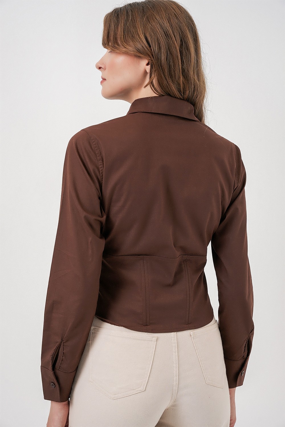 Bigdart 20231 Slim Fit Poplin Gömlek - Krem görsel 6