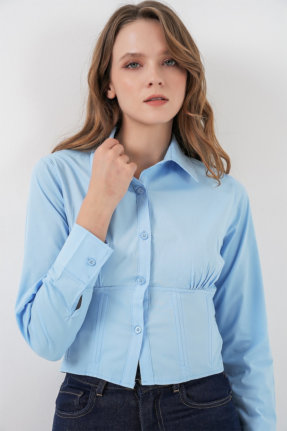 Bigdart 20231 Slim Fit Poplin Gömlek - Krem görsel 7