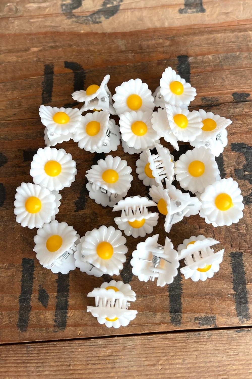 My Vintage Kadın Minik Papatya Mandal Toka 10 Adet Beyaz Renk