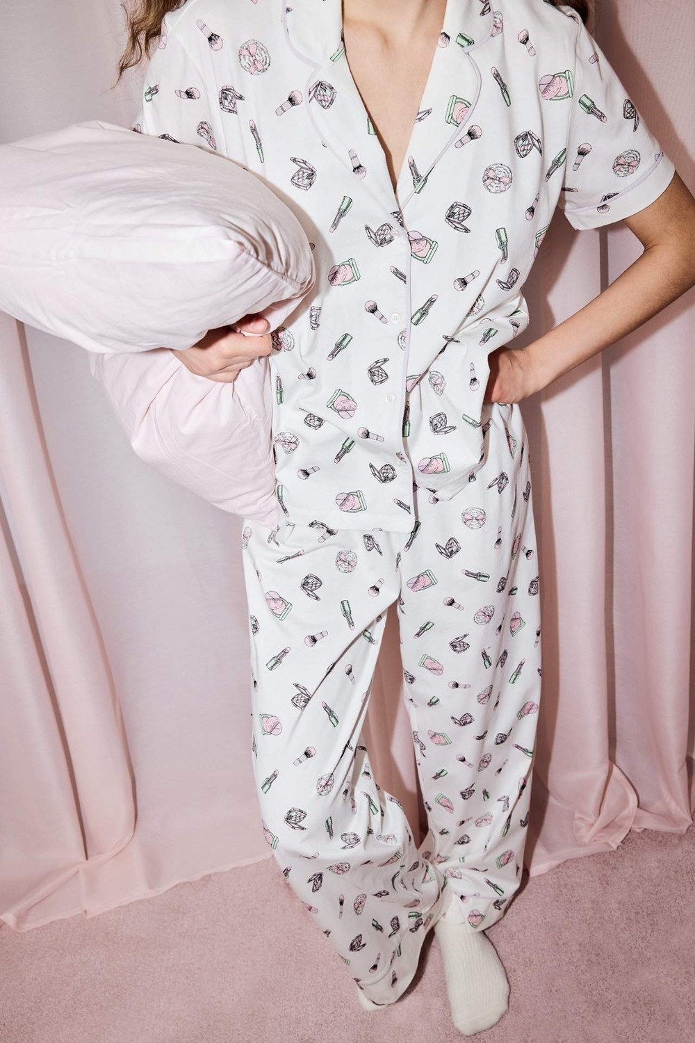 DeFacto %100 Pamuk Regular Fit Kısa Kollu Baskılı Pijama Takımı H3790AX26SM görsel 4
