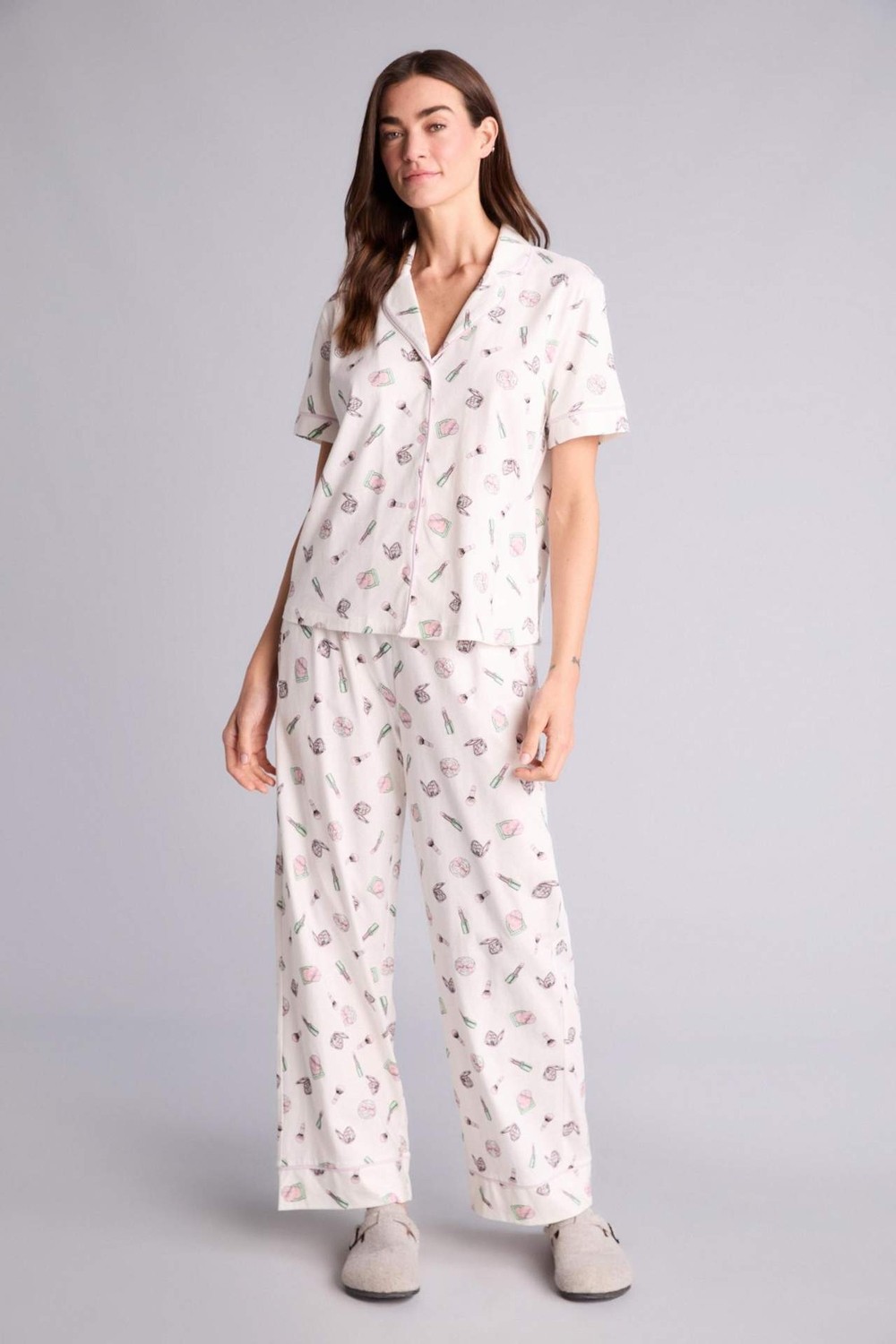 DeFacto %100 Pamuk Regular Fit Kısa Kollu Baskılı Pijama Takımı H3790AX26SM görsel 5