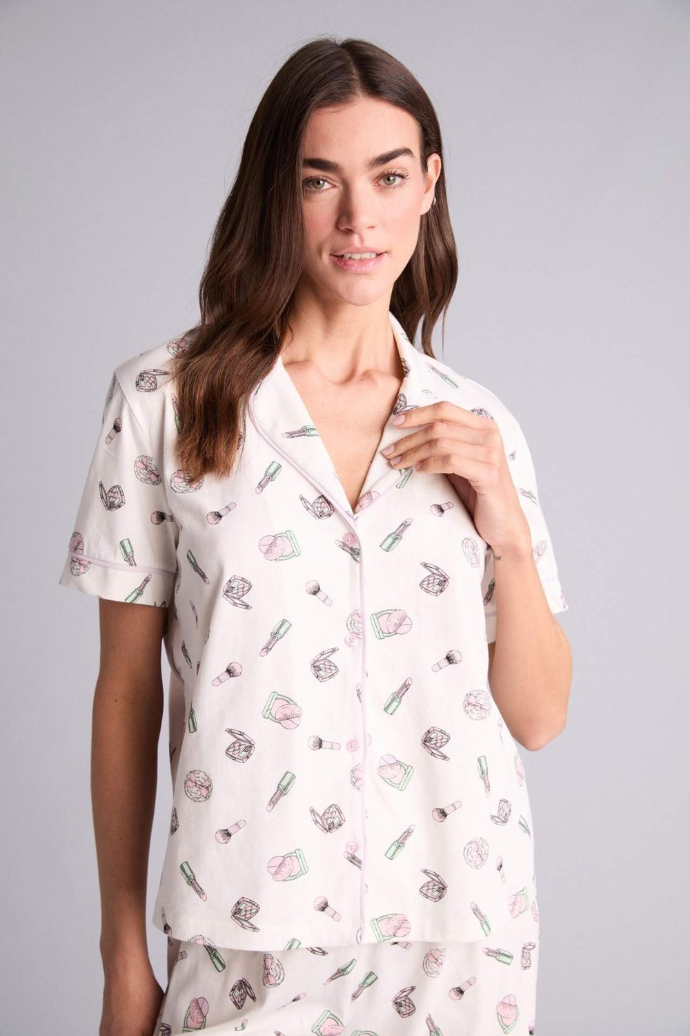 DeFacto %100 Pamuk Regular Fit Kısa Kollu Baskılı Pijama Takımı H3790AX26SM görsel 6