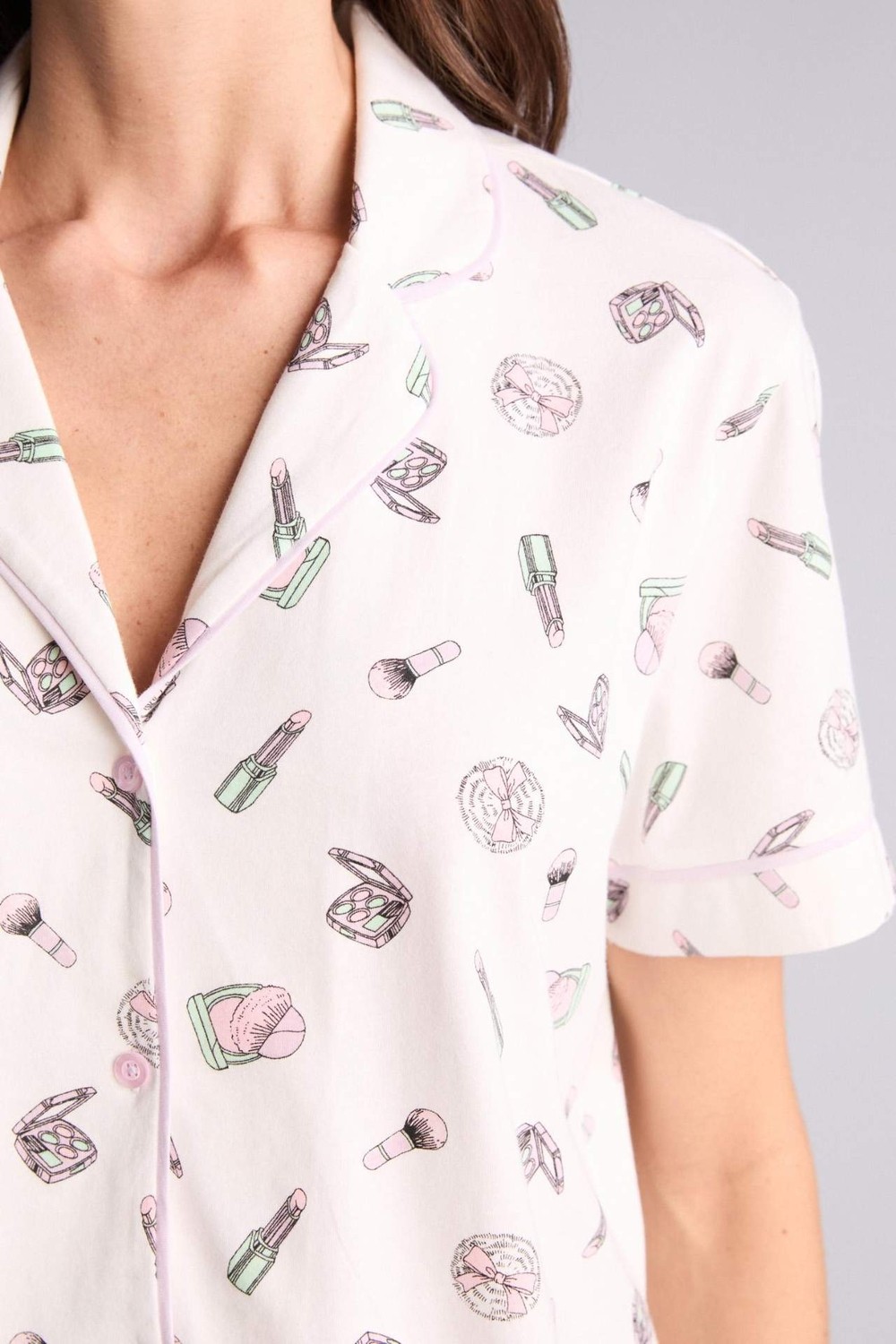 DeFacto %100 Pamuk Regular Fit Kısa Kollu Baskılı Pijama Takımı H3790AX26SM görsel 7