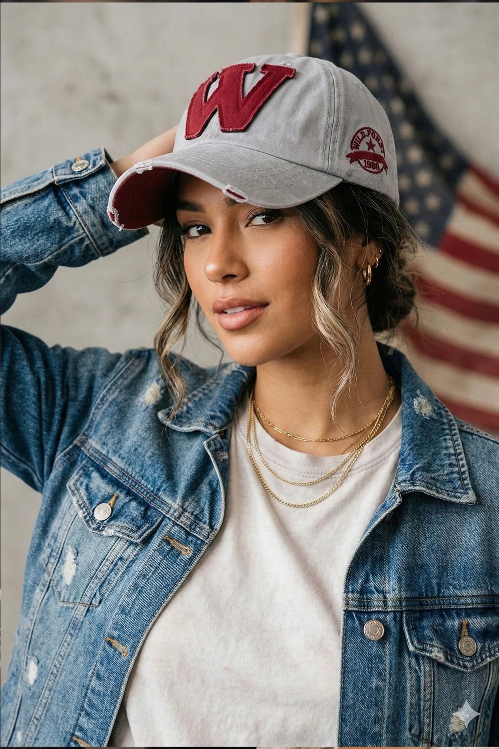 Ritagarcia W Nakışlı Eskitme Model Kadın Beyzbol Şapkası - Vintage Cap görsel 3
